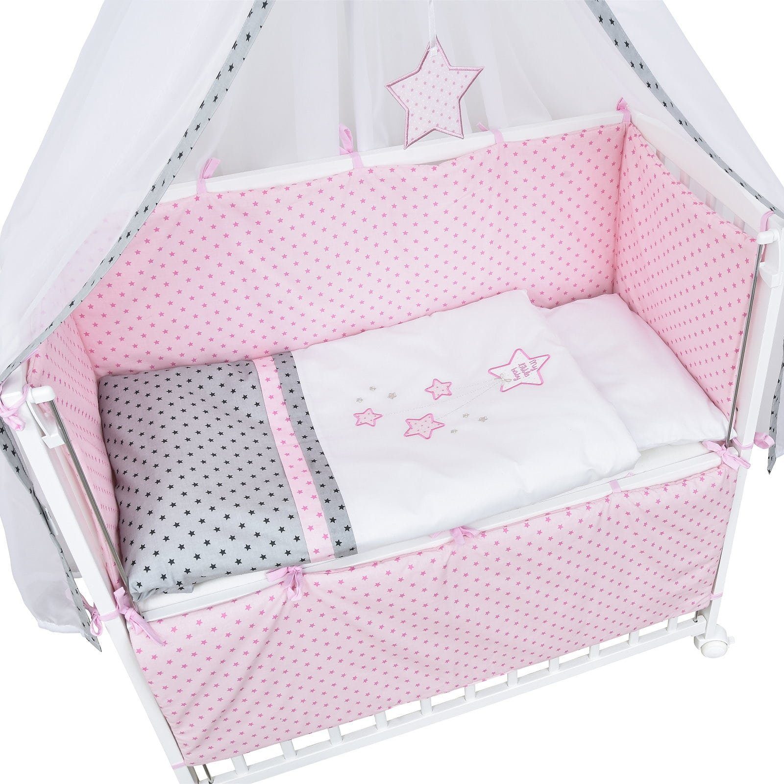 Baby-Delux Beistellbett Babybett Magic Stars Rosa, Stillbett 90x40 weiß höh günstig online kaufen