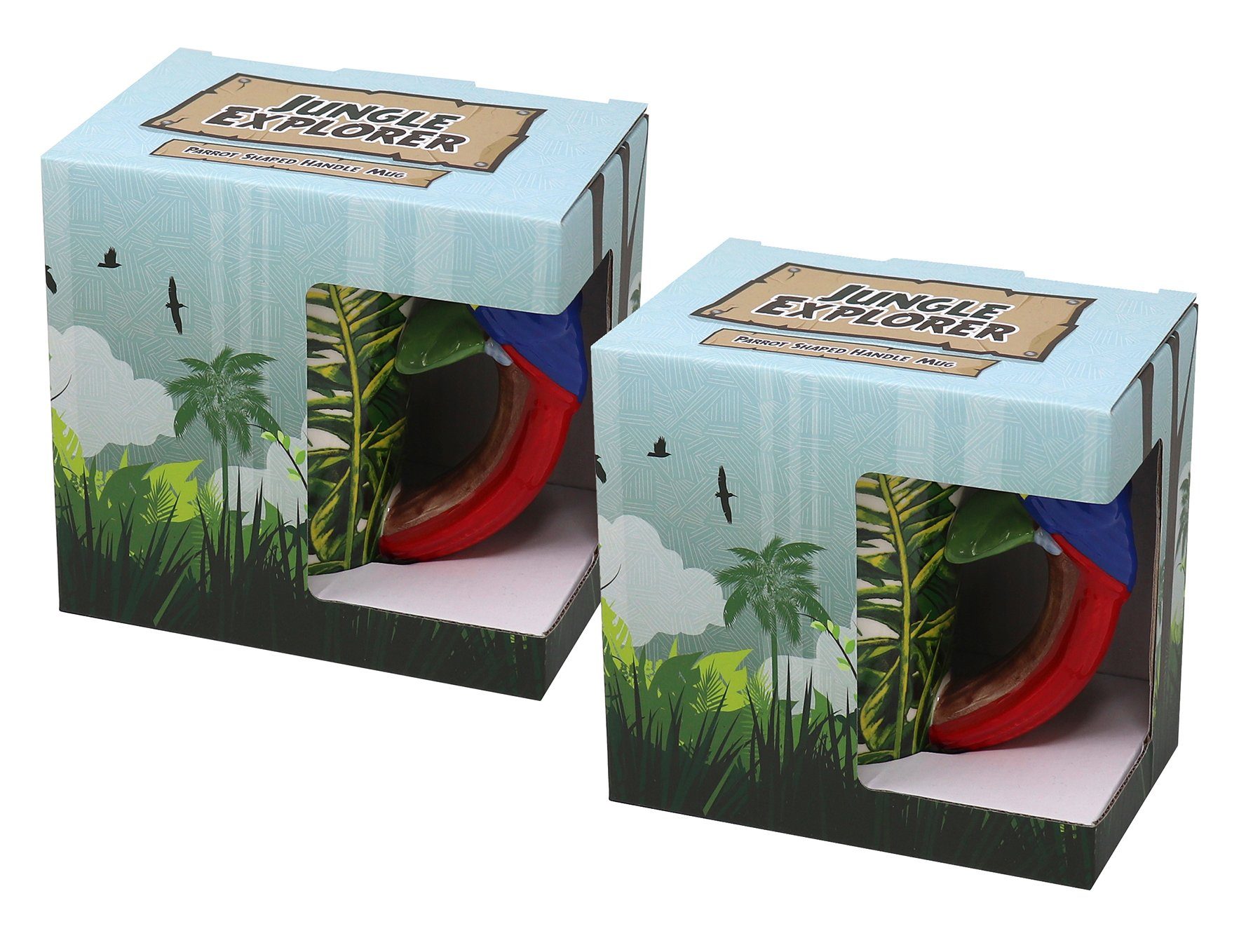 Puckator Tasse Papagei Tassen Ara, 2er Set 3-D Henkel