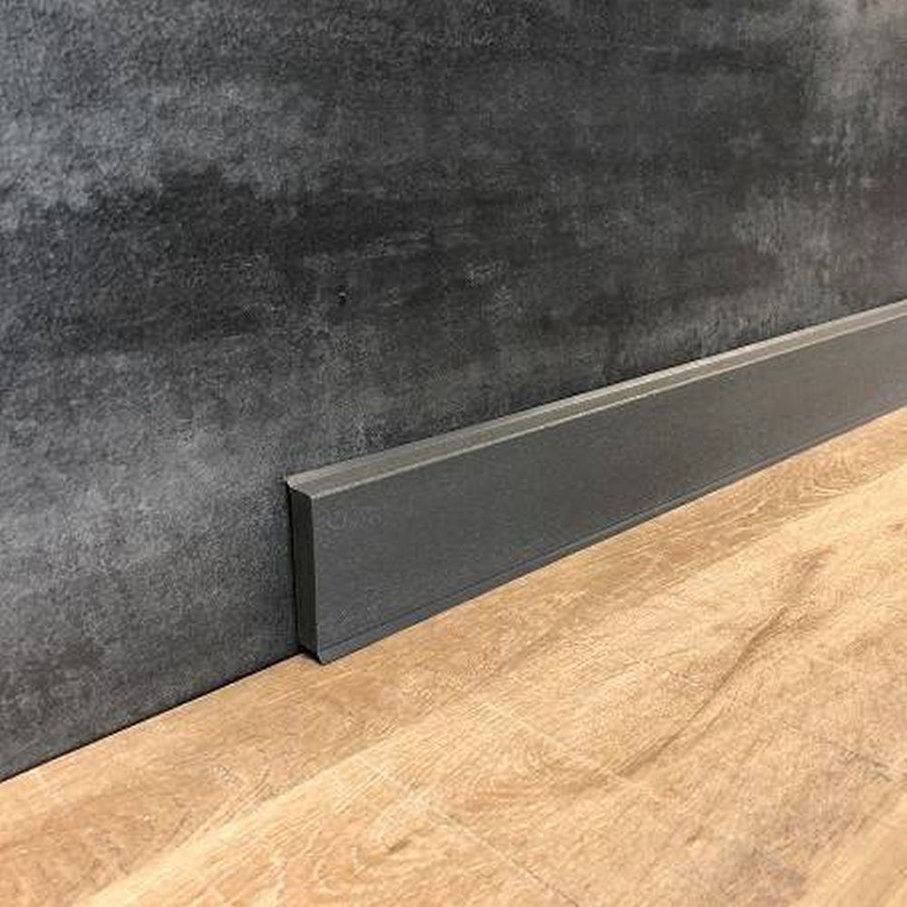 PROVISTON Sockelleiste Hartschaum PVC, 12 x 60 x 2500 mm, Basalt, Kunststoff Fußleiste