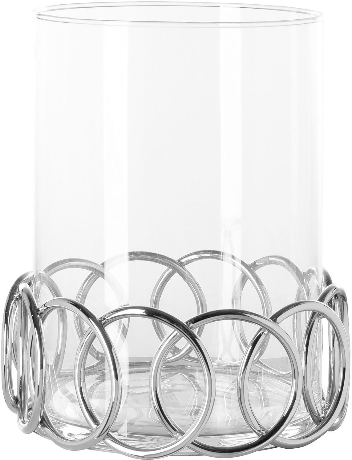 Kerzenhalter Glaseinsatz, (1 Edelstahl JUWEL St), Windlicht cm Fink Höhe aus 28,50 ca. mit