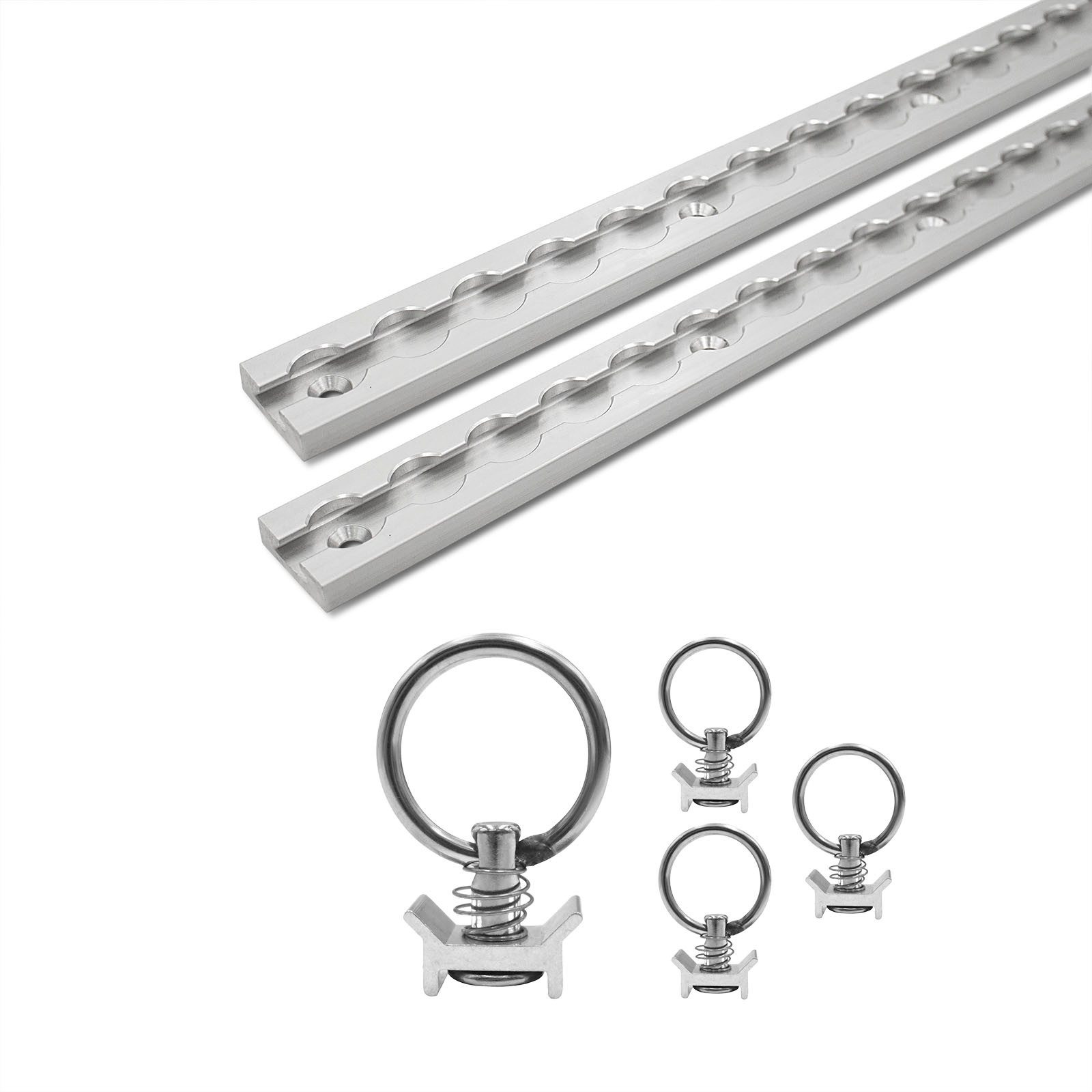 solidpro Spanngurt Airlineschiene 2 0,5 Meter eckig silber mit 4 Ösen, TÜV zertifiziert (Set, 2-St., mit 4 Zurrösen)