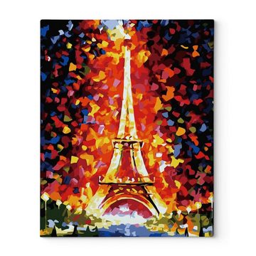 K&L Wall Art Leinwandbild Malen nach Zahlen Malset Eiffelturm Acryl 40x50cm Leinwandbild Paris, eigenes Kunstwerk Motiv ausmalen