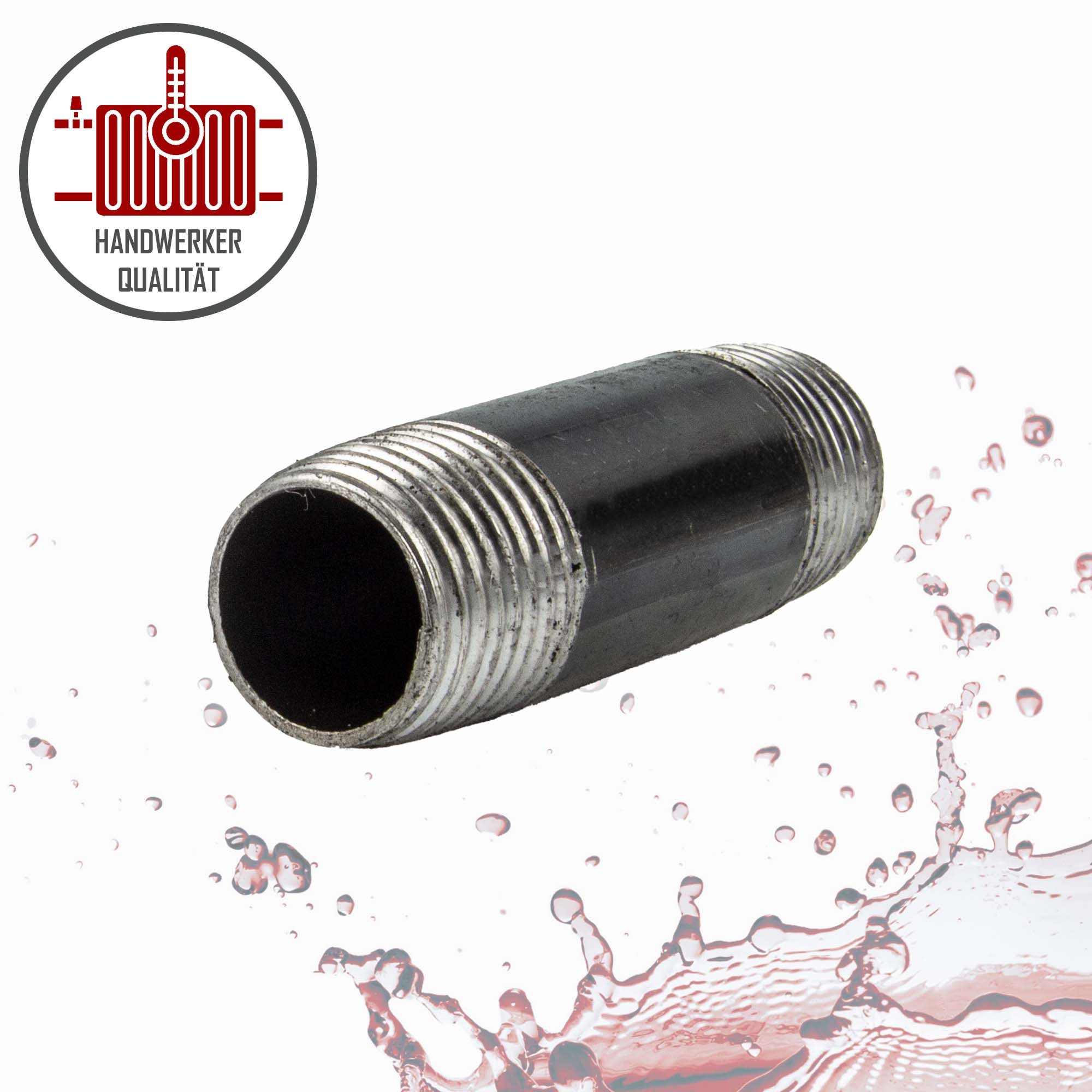 GEBO Gewindefitting Rohrdoppelnippel - Langnippel Stahl schwarz, Typ 23, 3/4 Zoll