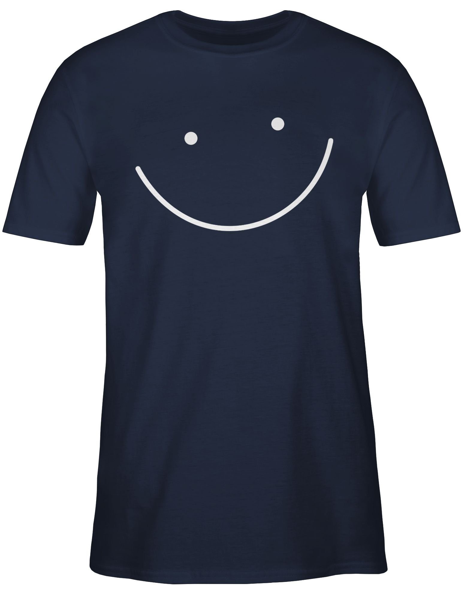 Shirtracer T-Shirt Smile Navy 02 Gesicht Blau Sprüche Statement