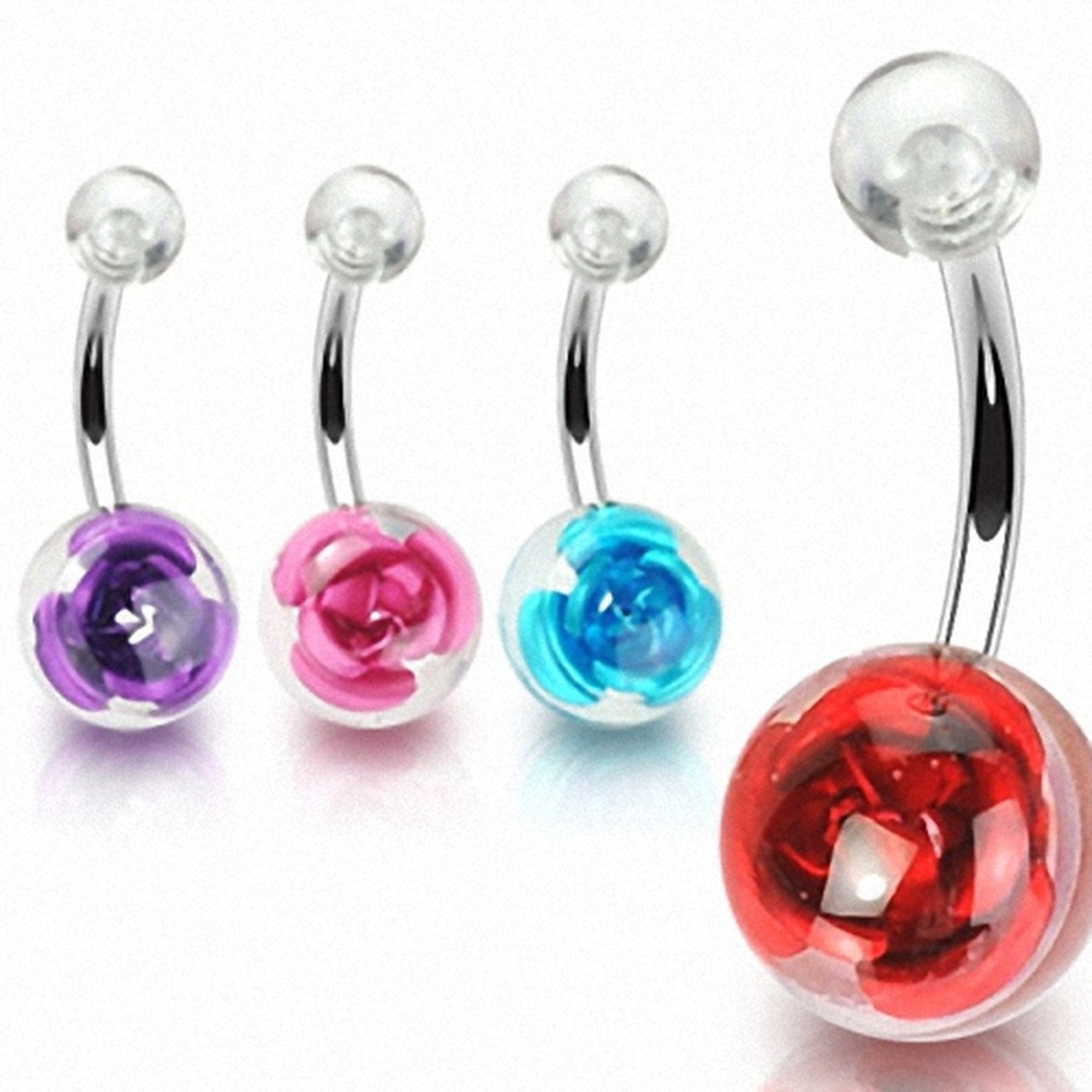 Taffstyle Bauchnabelpiercing Piercing Chirurgenstahl Rosen Kugel, Bauchnabelpiercing Bauchnabel Banane Stecker Anhänger Doppel Blume