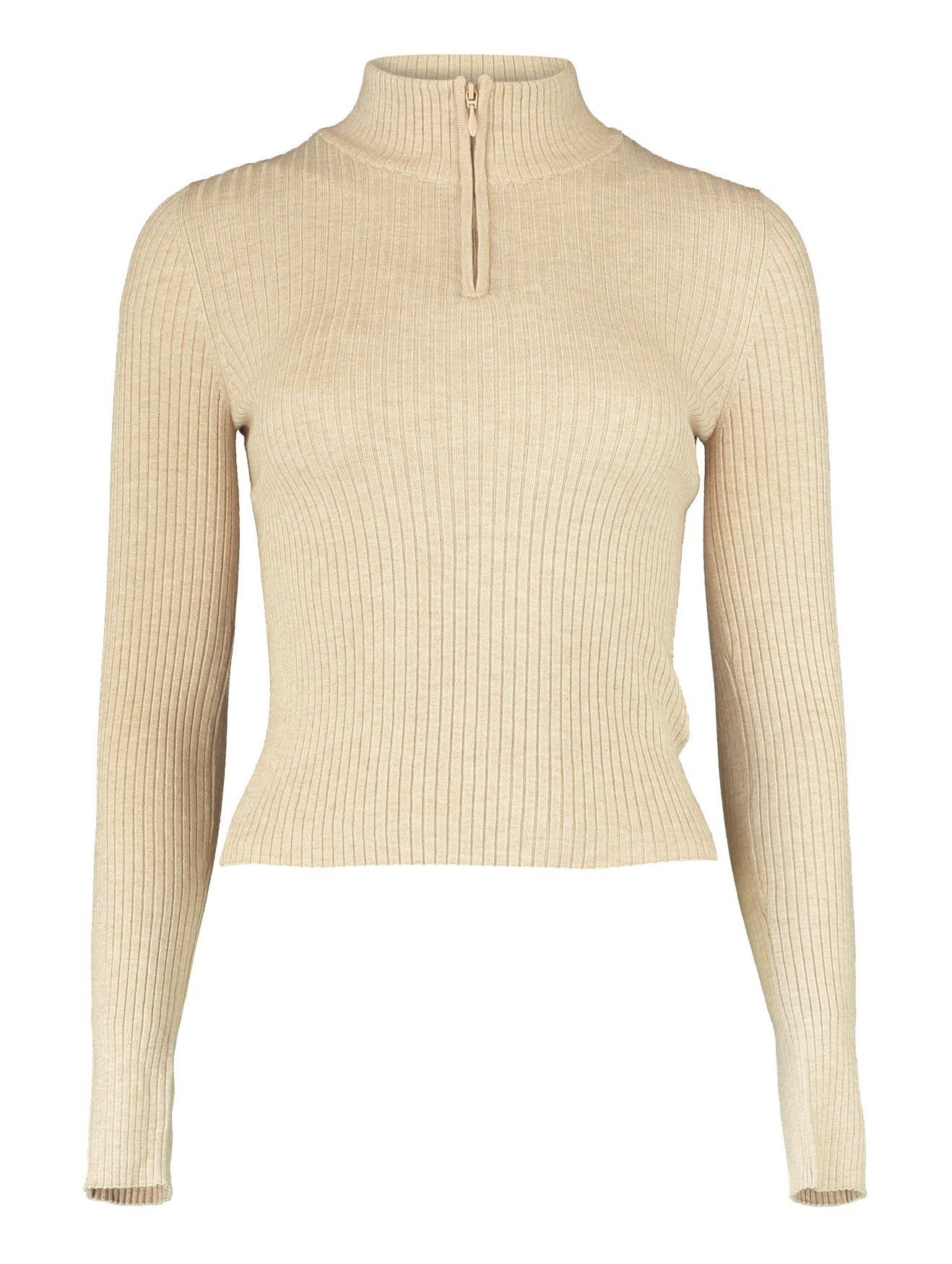 HaILY’S В'язані светри Dünner Feinstrick Пуловери Half-Zip Stehkragen Sweater FLORA 4702 in Beige