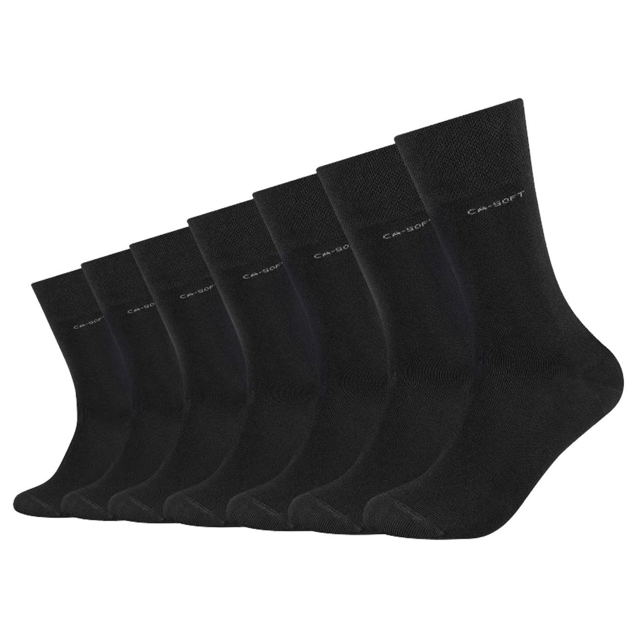 Camano Langsocken Unisex Regular Socken CA-Soft (7-Paar) Gesundheitssocken ohne Gummi Black (9999)