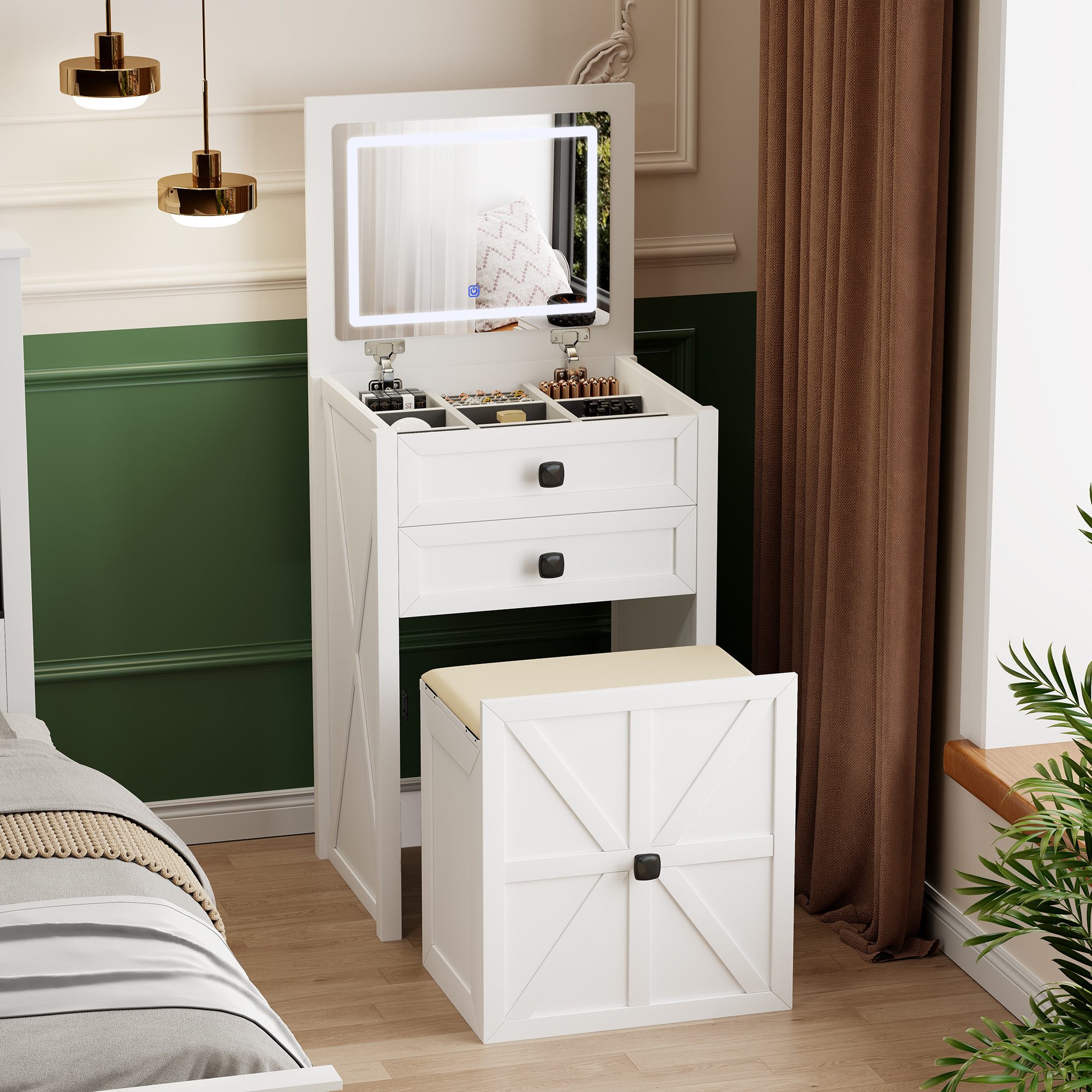FREDEES Schminktisch Kleine Schminkkommode mit hochklappbarem Spiegel und L günstig online kaufen