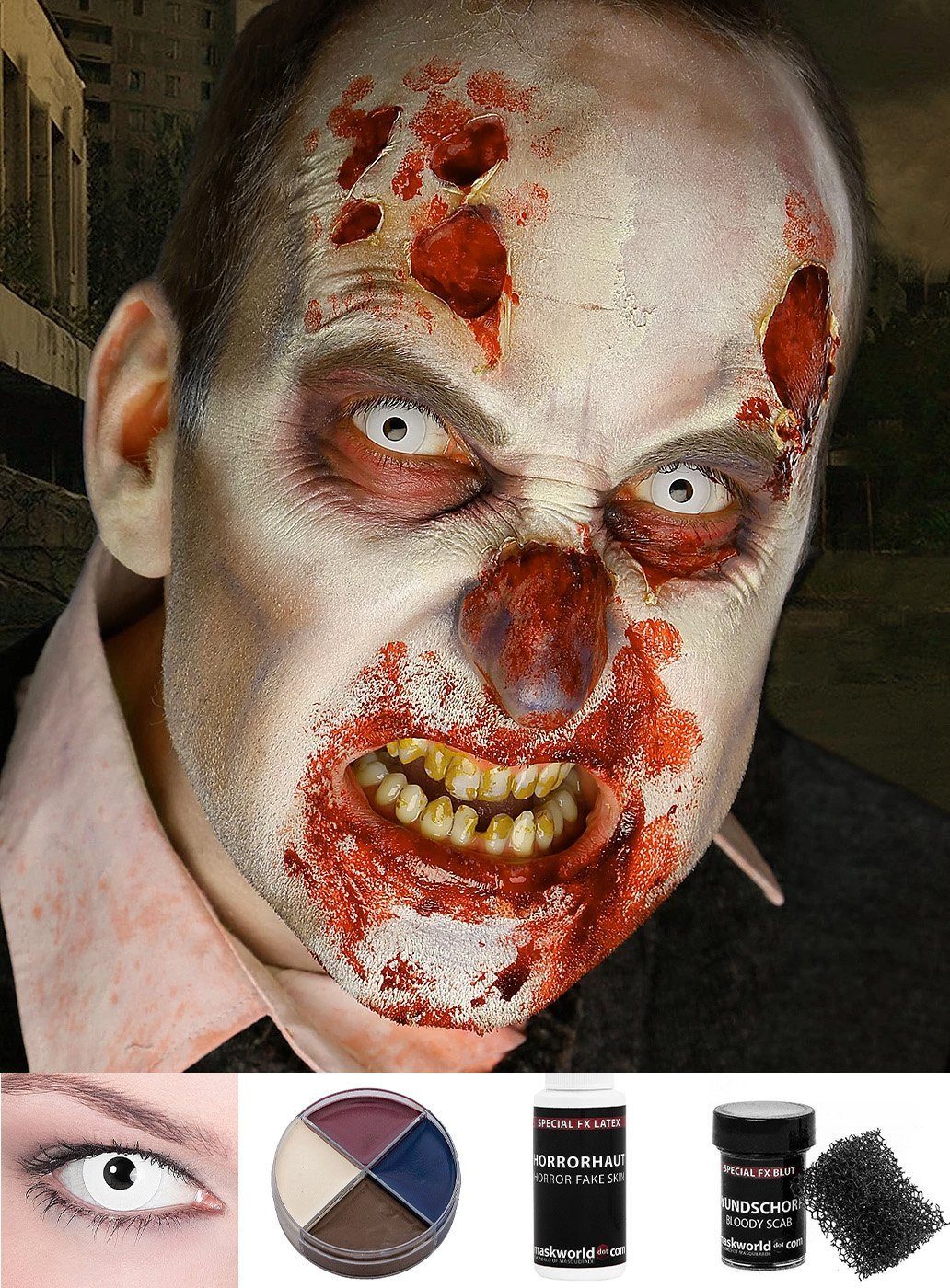 Metamorph Theaterschminke Make-up Set Zombie, Halloween Schminkset mit perfekt abgestimmten Komponenten