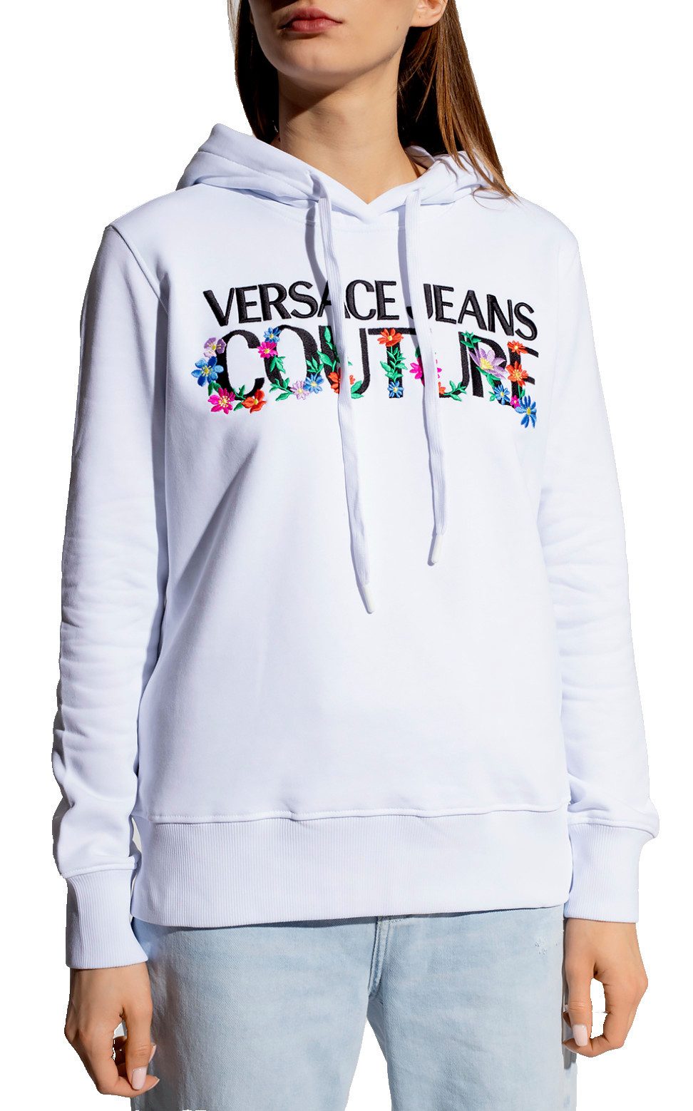 Versace Jeans Couture Hoodie Kapuzen Sweatshirt Hoodie Floral Stickerei Pullover Pulli mit Blumenstickerei