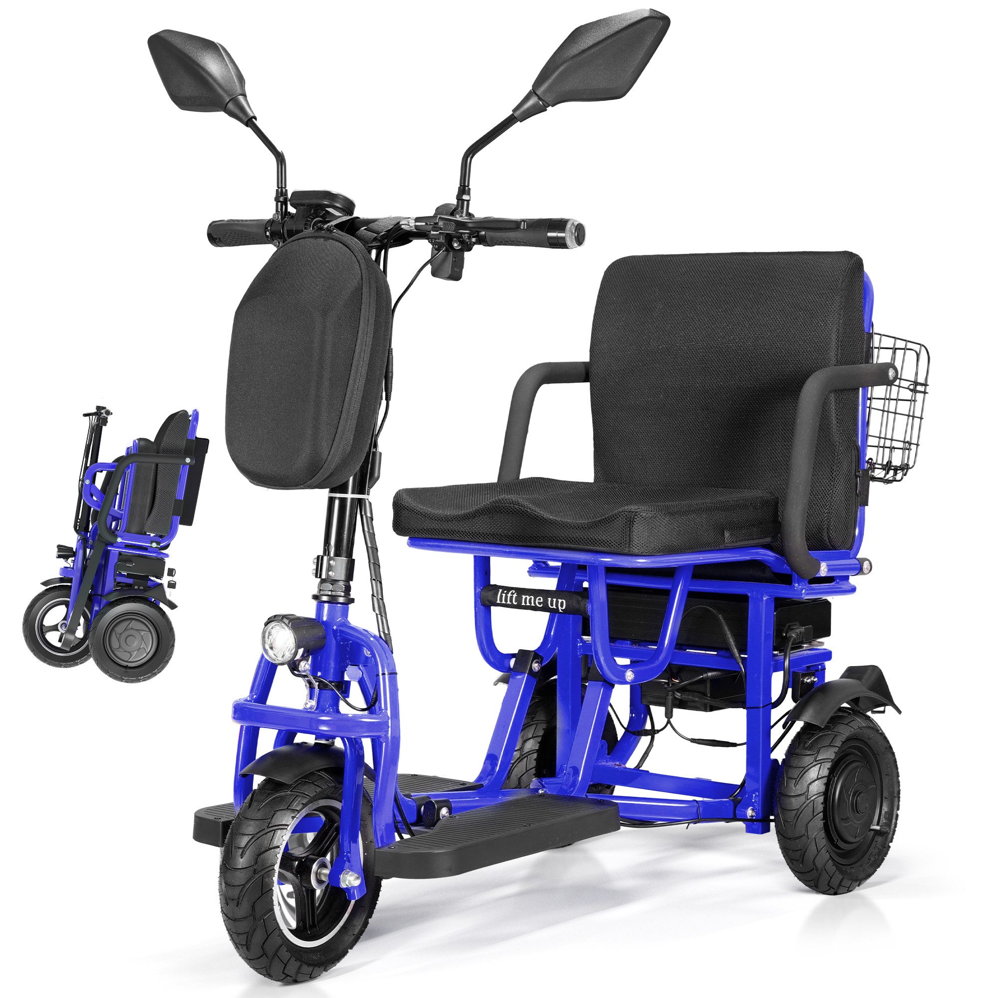 DOTMALL Elektrischer Rollator 3-Rad-Mobilitätsroller,Stabiler Elektromobil Mit Spiegel & Korb