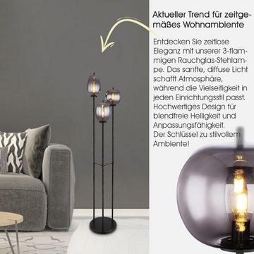 bmf-versand Stehlampe Stehlampe Wohnzimmer Rauchglas Stehleuchte schwarz Schlafzimmer Modern, Leuchtmittel wechselbar