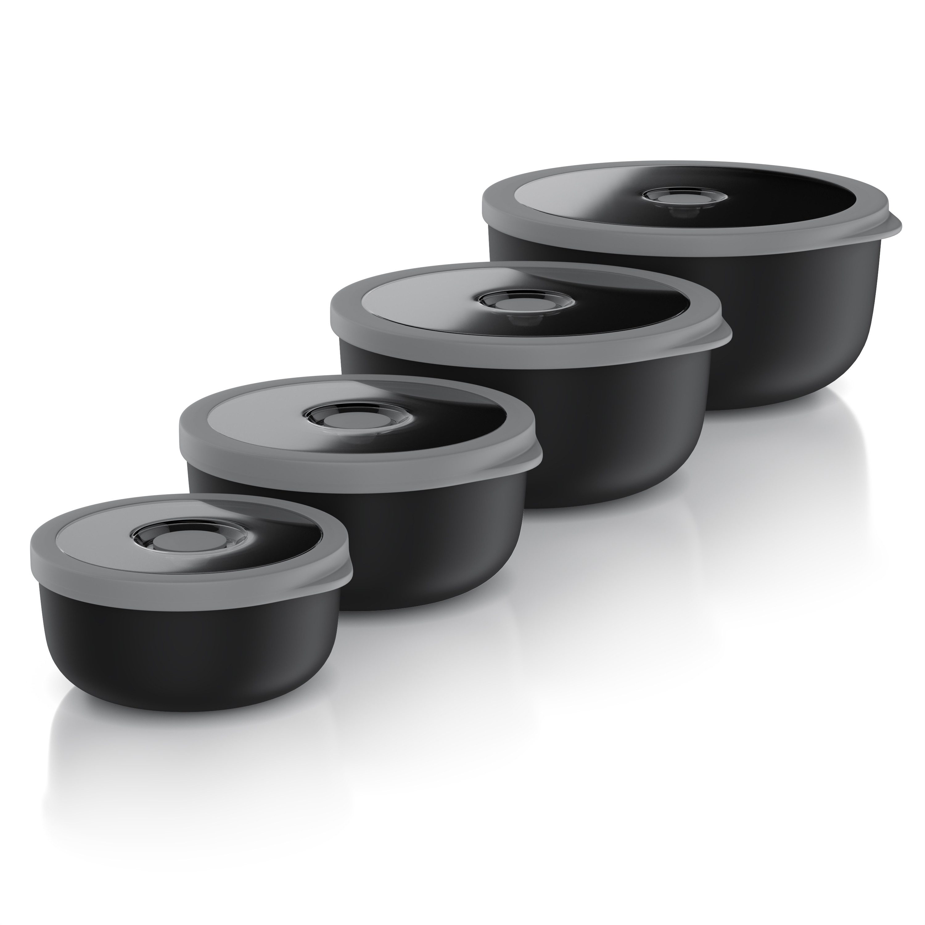 Arendo Rührschüssel 4er Plastikschüssel Set mit Deckel 0,35 L / 0,65 L / 1,2 L / 2,0 L, Kunststoff, (Set, 4-tlg), rund, BPA-frei, Spülmaschinen und Mikrowellen geeignet