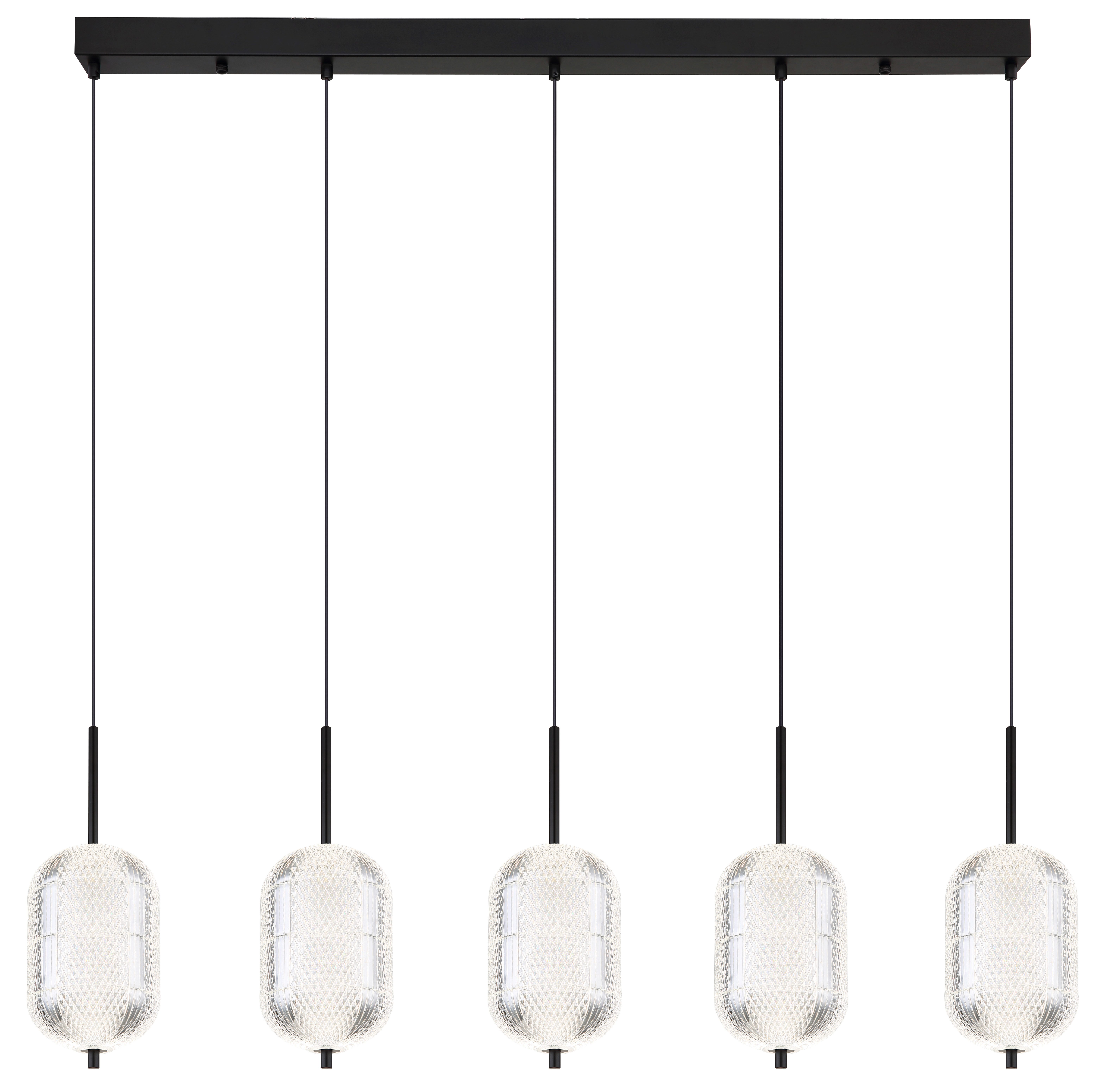 GLOBO LIGHTING Hängeleuchte KURIUS, LED fest integriert, Schwarze Hängeleuchte mit Acryl klar, Memoryfunktion, LED 60W