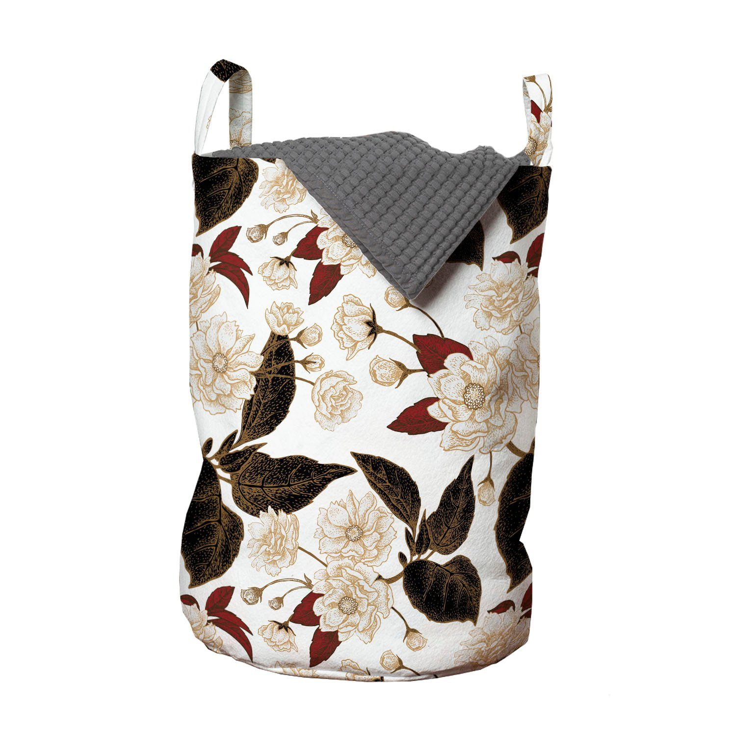 Abakuhaus Wäschesäckchen Wäschekorb mit Griffen Kordelzugverschluss für Waschsalons, Blumen Chinese Plum Muster | Wäschesäcke