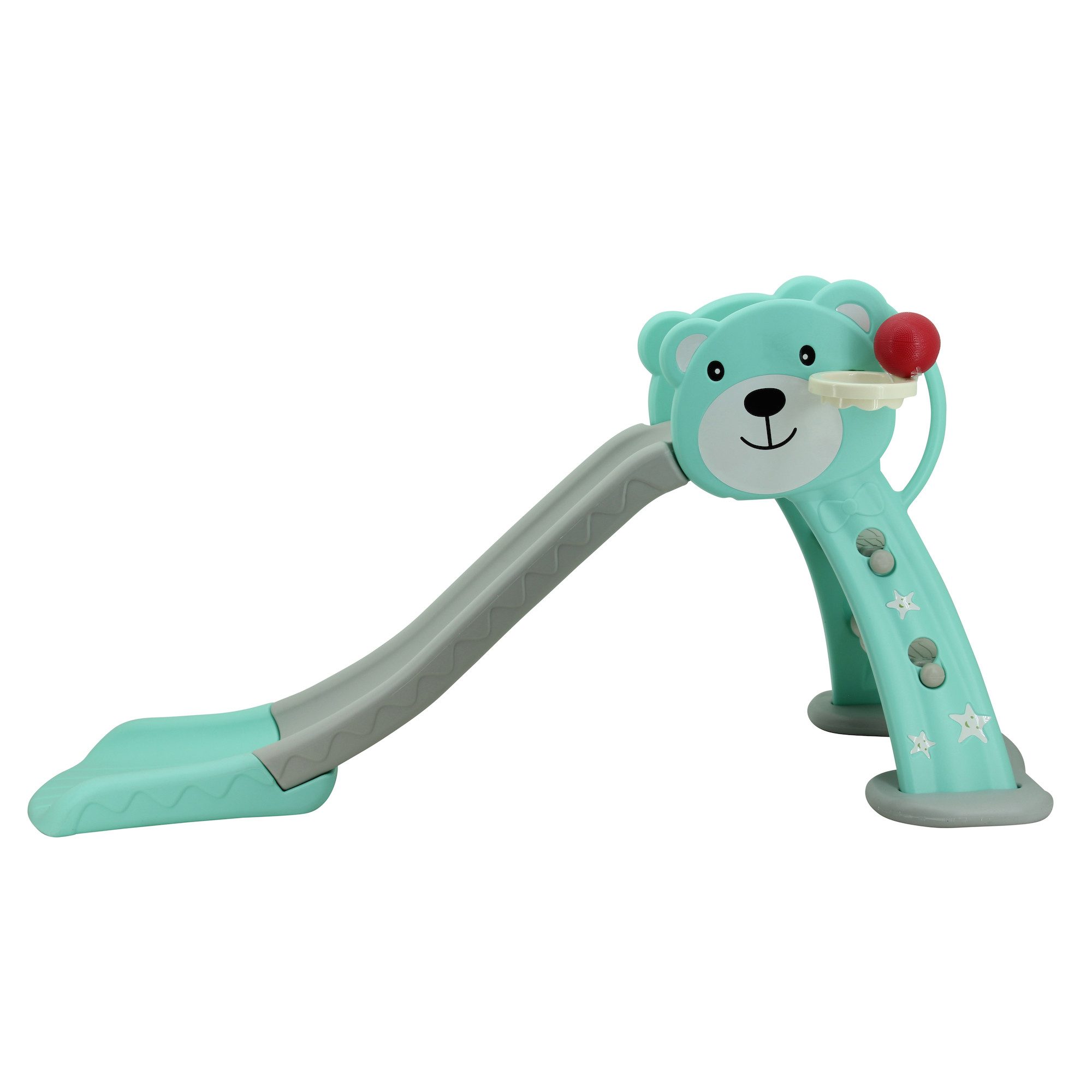 Sweety-Toys Indoor-Rutsche Kinder Rutsche im Teddybären-Design türkis mit Basketballkorb