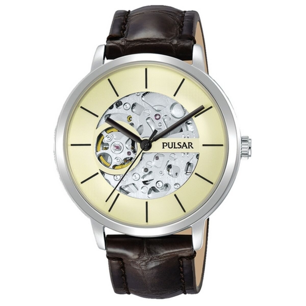 Pulsar Quarzuhr Pulsar Herrenuhr P8A005X1 Ø 42 mm Armbanduhr Leder
