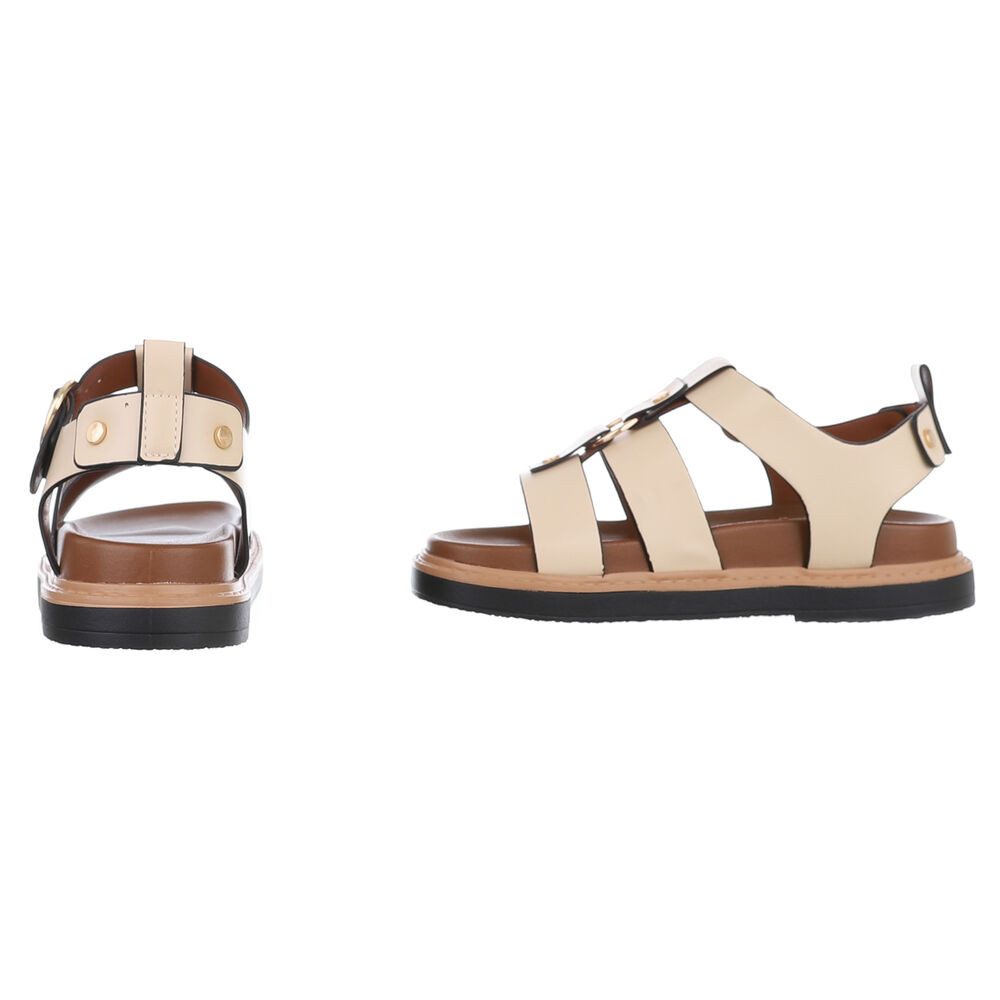 Ital-Design Bequeme Damen-Sandalen mit optimaler Passform Riemchensandalette (89323073) Flach Plateausandaletten in Beige