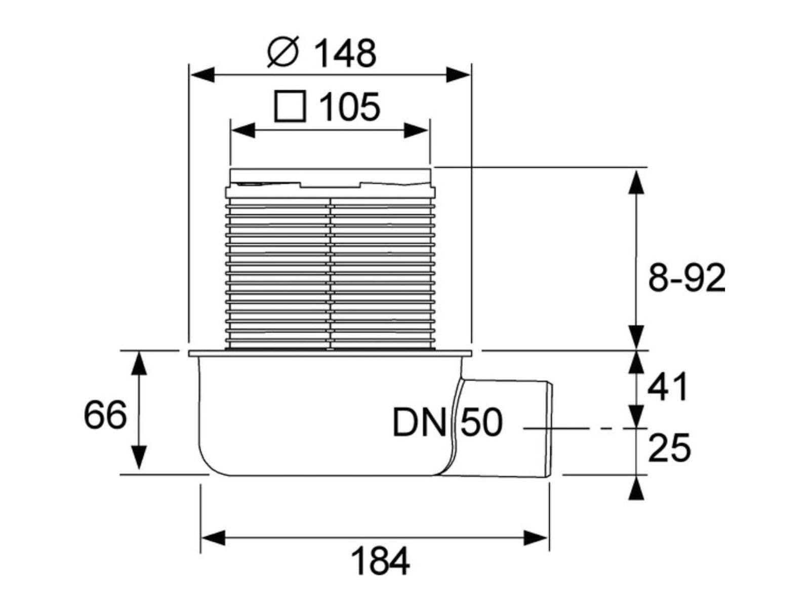TECE Siphon Drainpoint S 50 Ablaufset waagerecht, superflach - 3601050