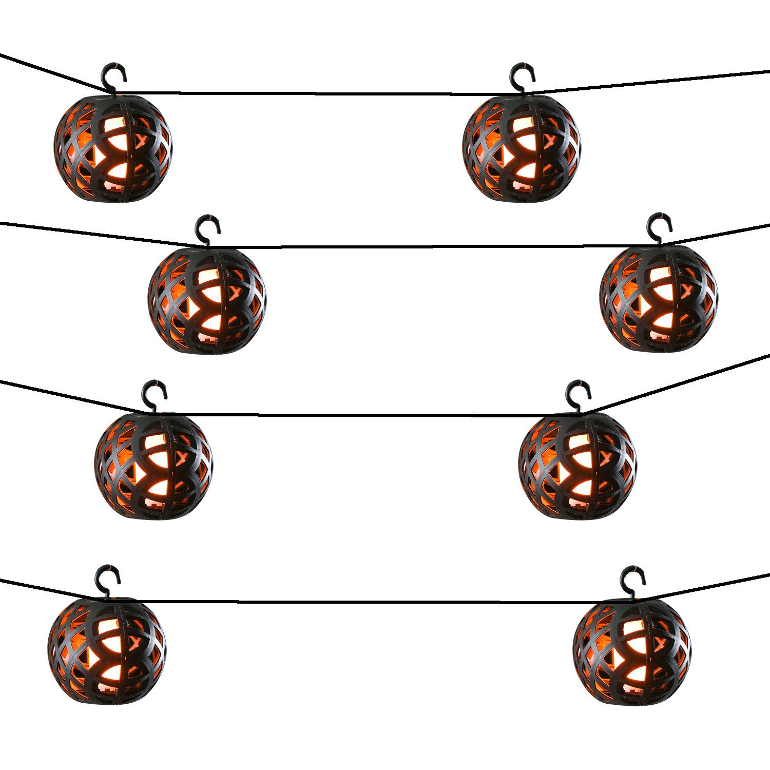 MARELIDA LED-Lichterkette Solar Lichterkette Feuerball Flammeneffekt 8 Leuchtkugeln 2,1m outdoor, 8-flammig