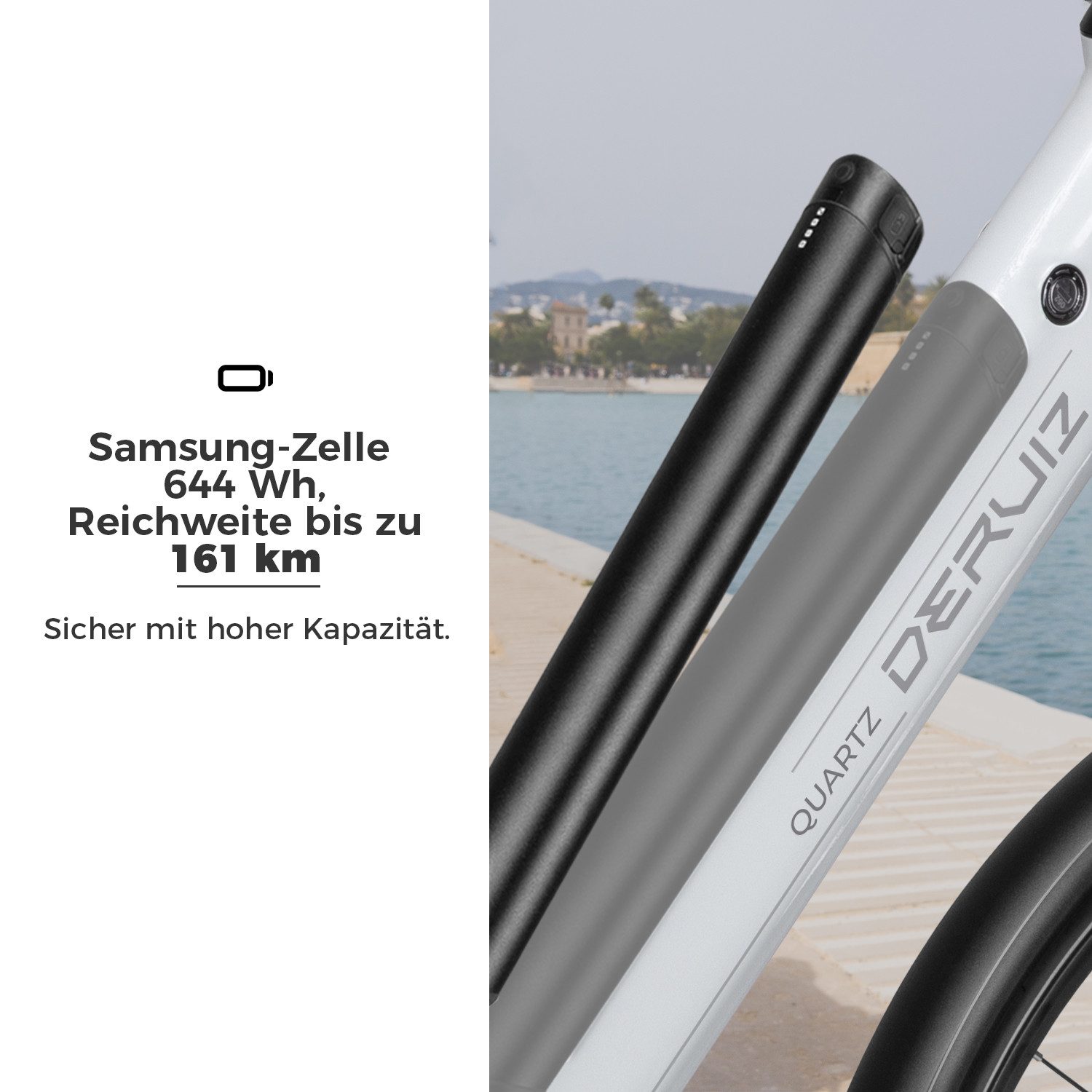 DERUIZ E-Bike Cityrad 28 Zoll, Quartz, 48V 644Wh, bis zu 161 km, mit Bluetooth und APP, 8 Gang SHIMANO Altus RD-M310 Schaltwerk, Kettenschaltung, Heckmotor, 644 Wh, Farb-LCD-Display, Drehmomentsensor, Elektrofahrrad, Tiefeinsteiger