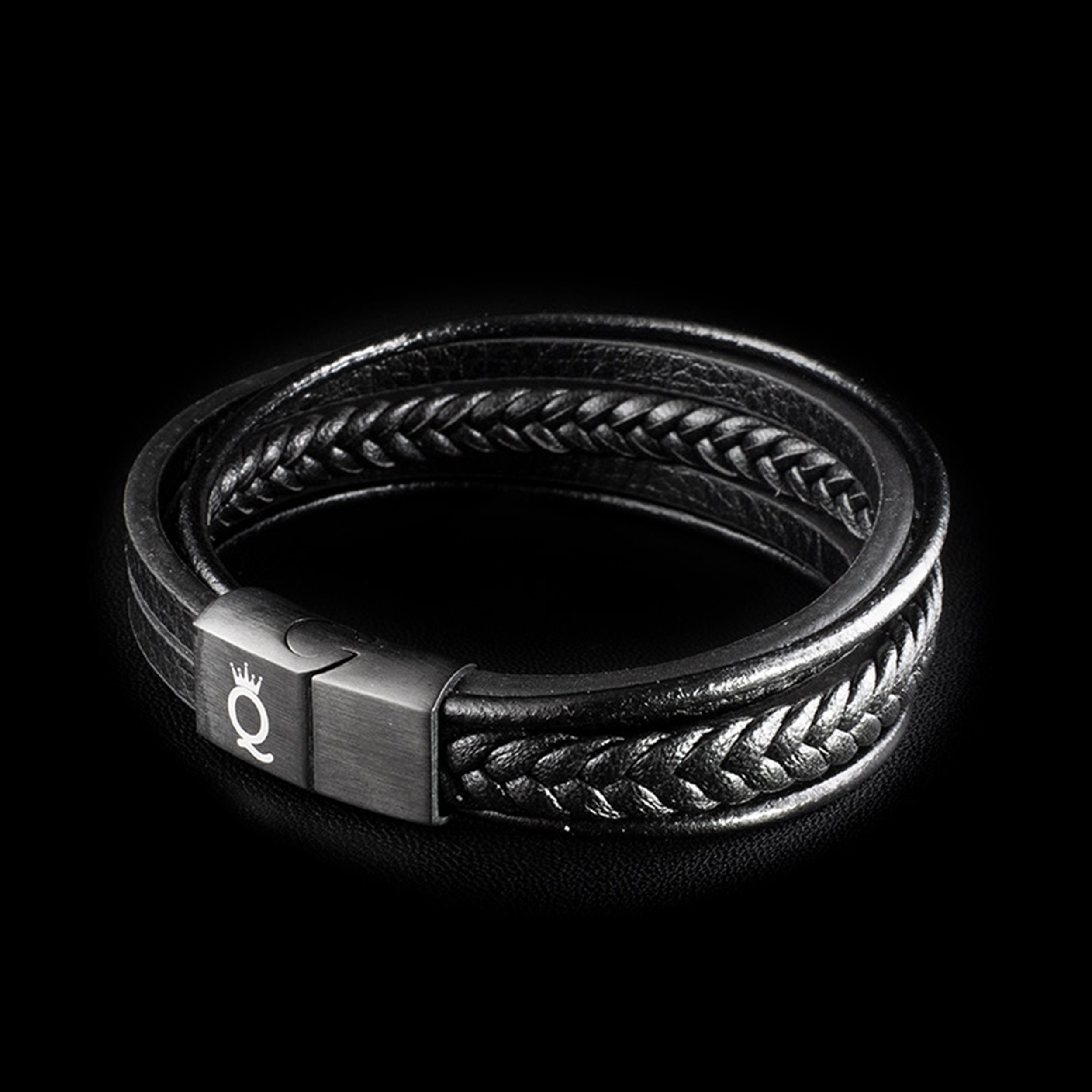 Handgefertigt) (Edelstahl, Casual Lederarmband "MULTY UNIQAL.de geflochten, Lederarmband LAYER" Herren Echtleder, Style,