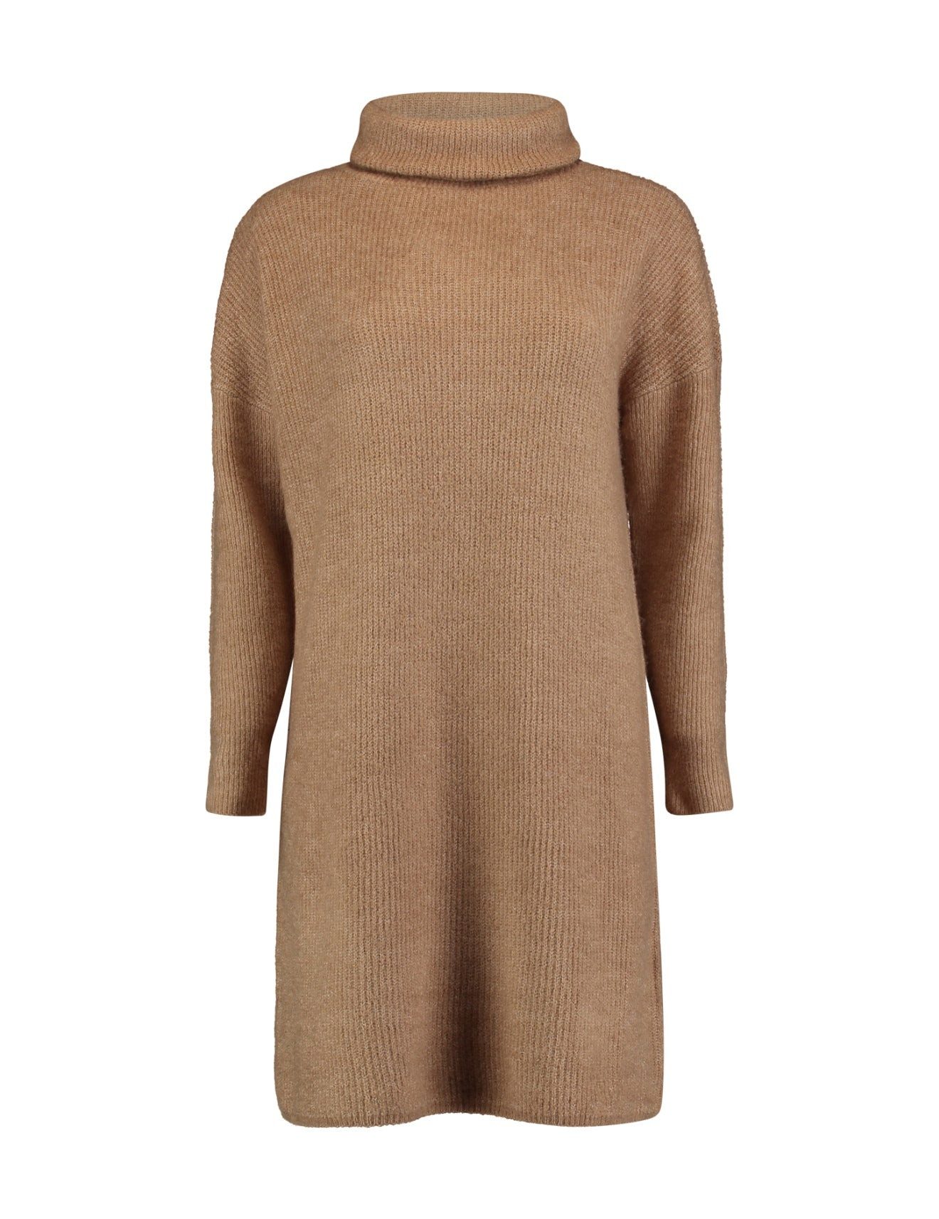 Stillpullover Damen Langpullover mit Rollkragen - Braun