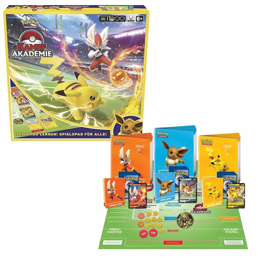 POKÉMON Sammelkarte Kampf-Akademie Box 2022 Pokemon Sammel-Karten 3 Decks deutsch