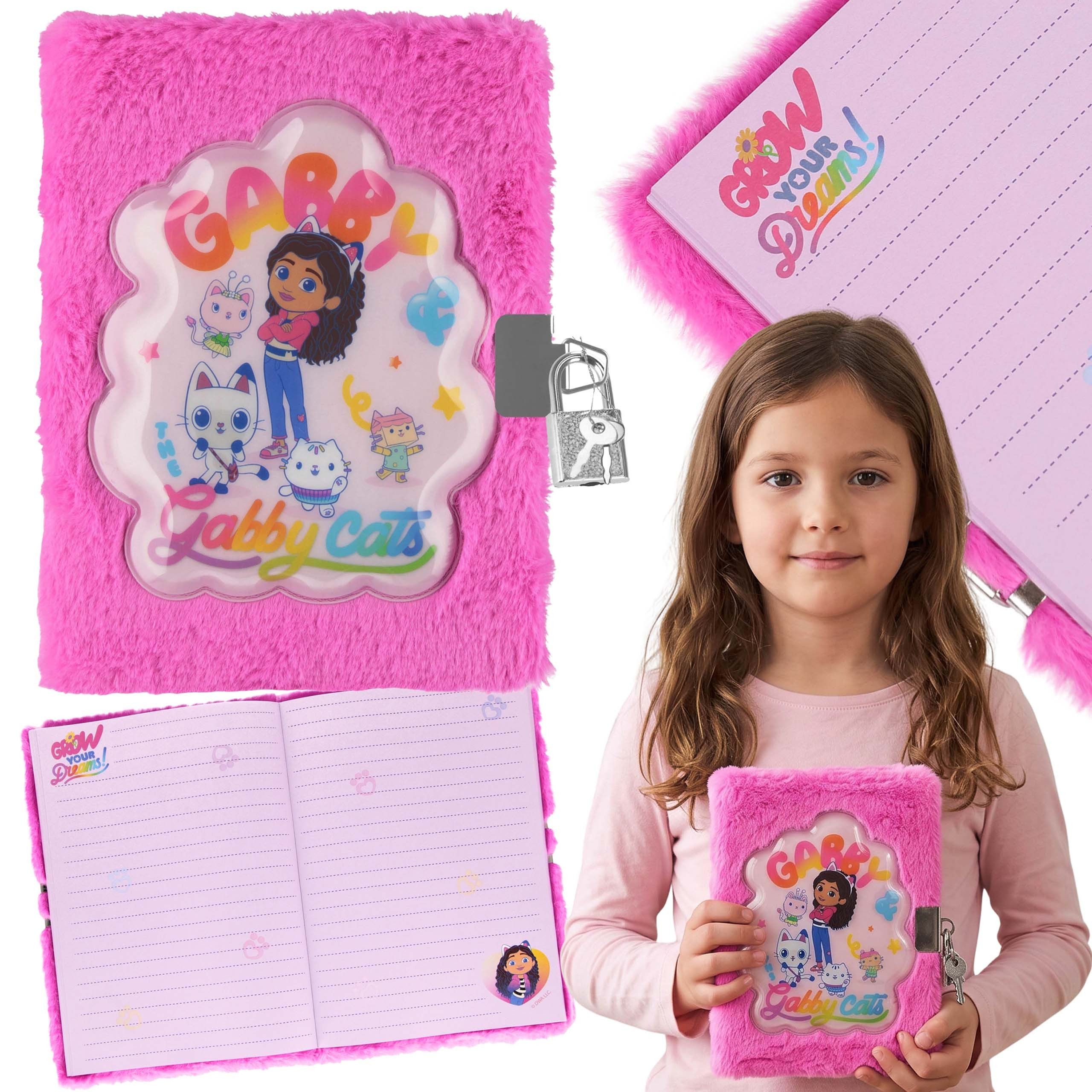 Sarcia.eu Notizbuch Gabby’s-Dollhouse Plüschnotizbuch für Mädchen, mit Schlüsselband A5