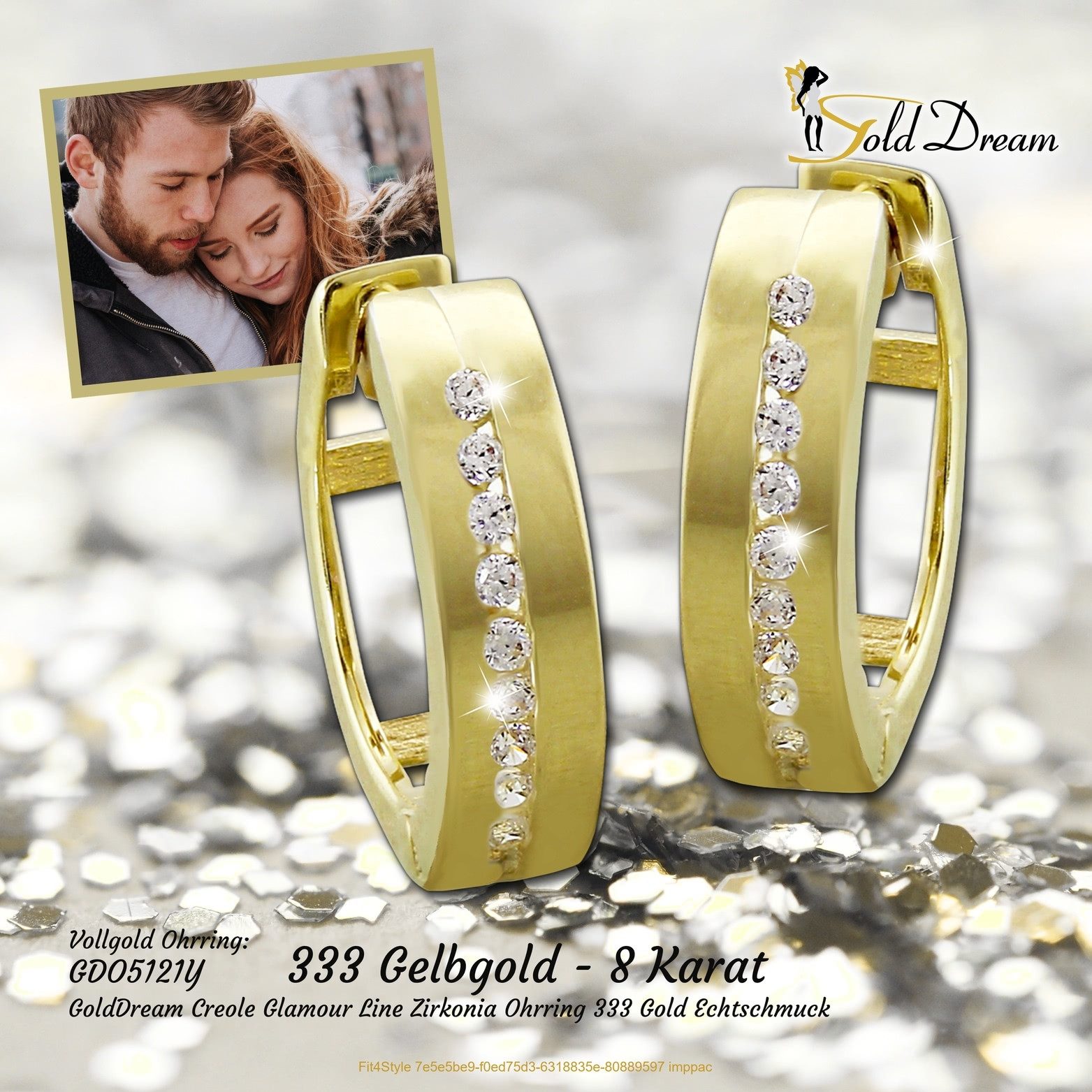 GoldDream Paar Creolen GoldDream Creole Glamour Line Zirkonia (Creole), Cre günstig online kaufen