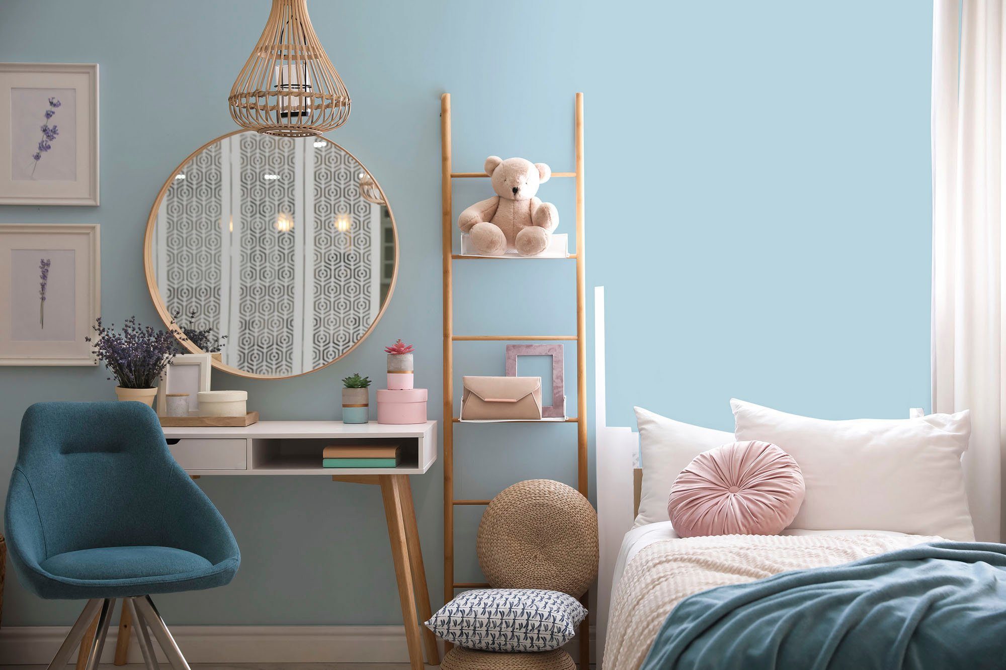 A.S. Création Wandfarbe Premium c3001 Farbwelt und PURO Innenwandfarbe Tuchmatt für Küche, ocean Flur Schlafzimmer, Blau Wohnzimmer, blue ideal ocean blue