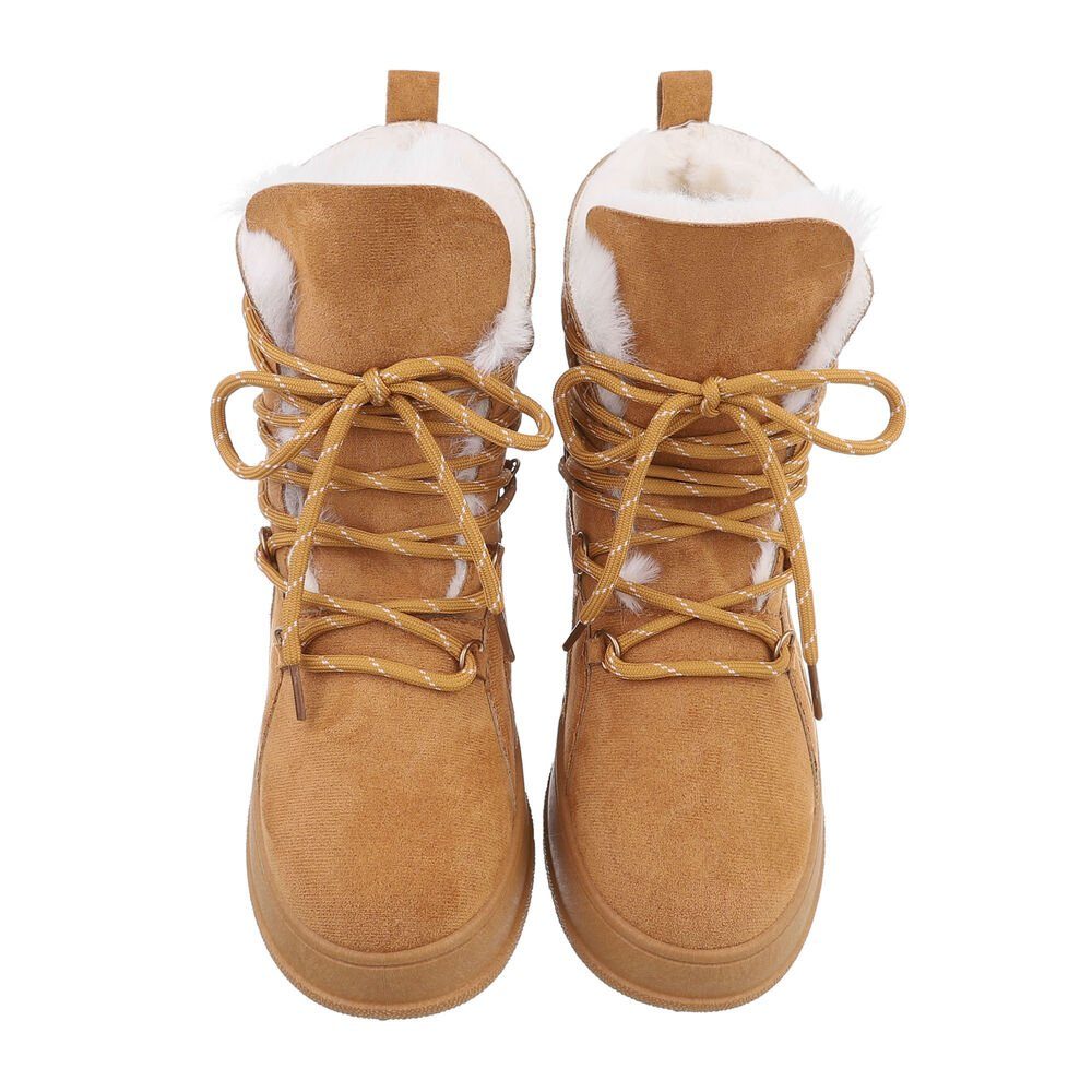 Ital-Design Damen Snowboots Freizeit Snowboots in Camel Keilstiefeletten Keilabsatz/Wedge