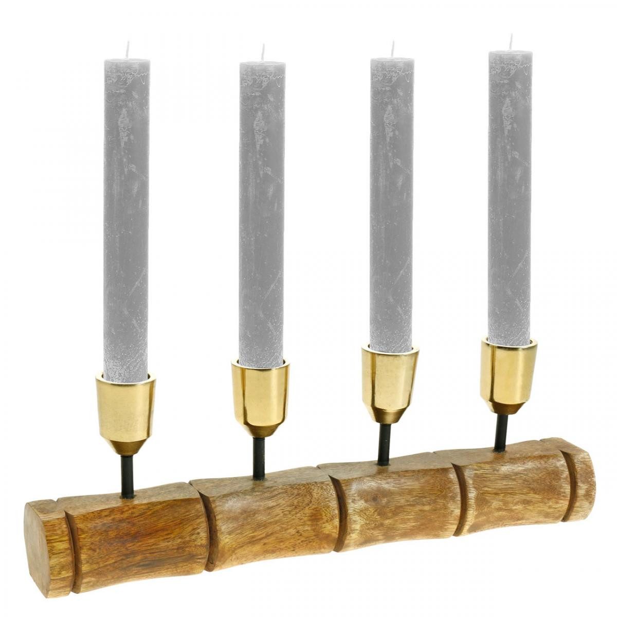 Florists Products Kerzenhalter Exklusiver Kerzenhalter aus Metall und Mangoholz im Bambuslook