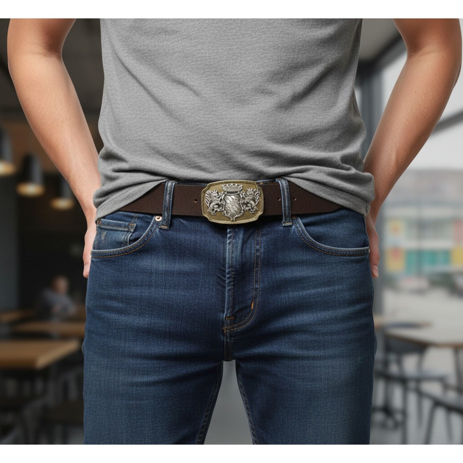 FRONHOFER Ledergürtel Herren Trachten breit (1-St) Bayern-Wappen, für Lederhose