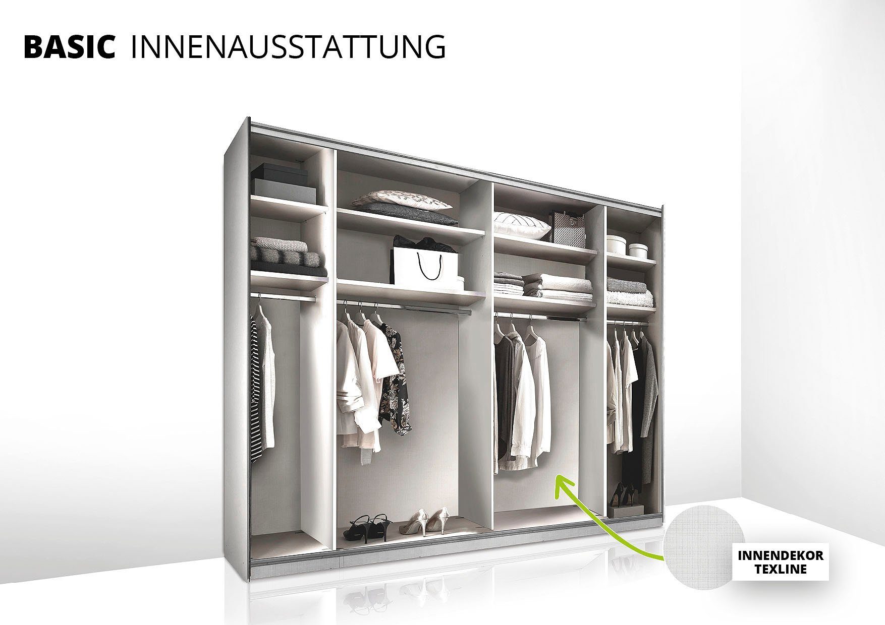 STAUD Schwebetürenschrank Sonett 100 G, Made in Germany mit vier verschiedenen Ausstattungsvarianten