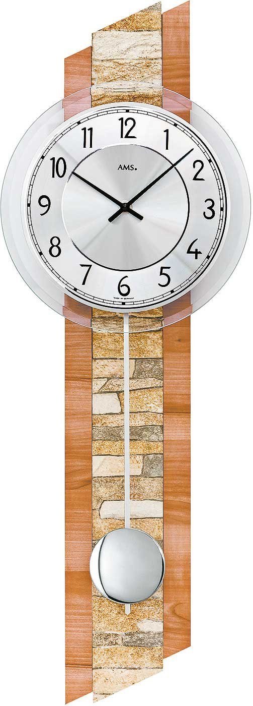 AMS Wanduhr Wanduhr Holzgehäuse Aluminium-Zifferblatt - AMS Modell: 7424