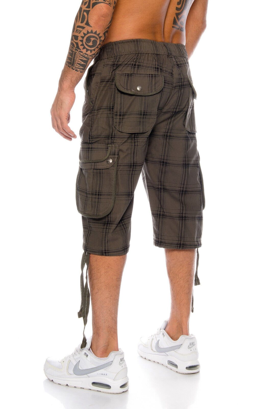 Kendindza Cargobermudas 3/4 Bermuda Shorts Herren, Kurze Hose Herren, Cargo Shorts Dehnbund Taschen Capri Cargohose kurz