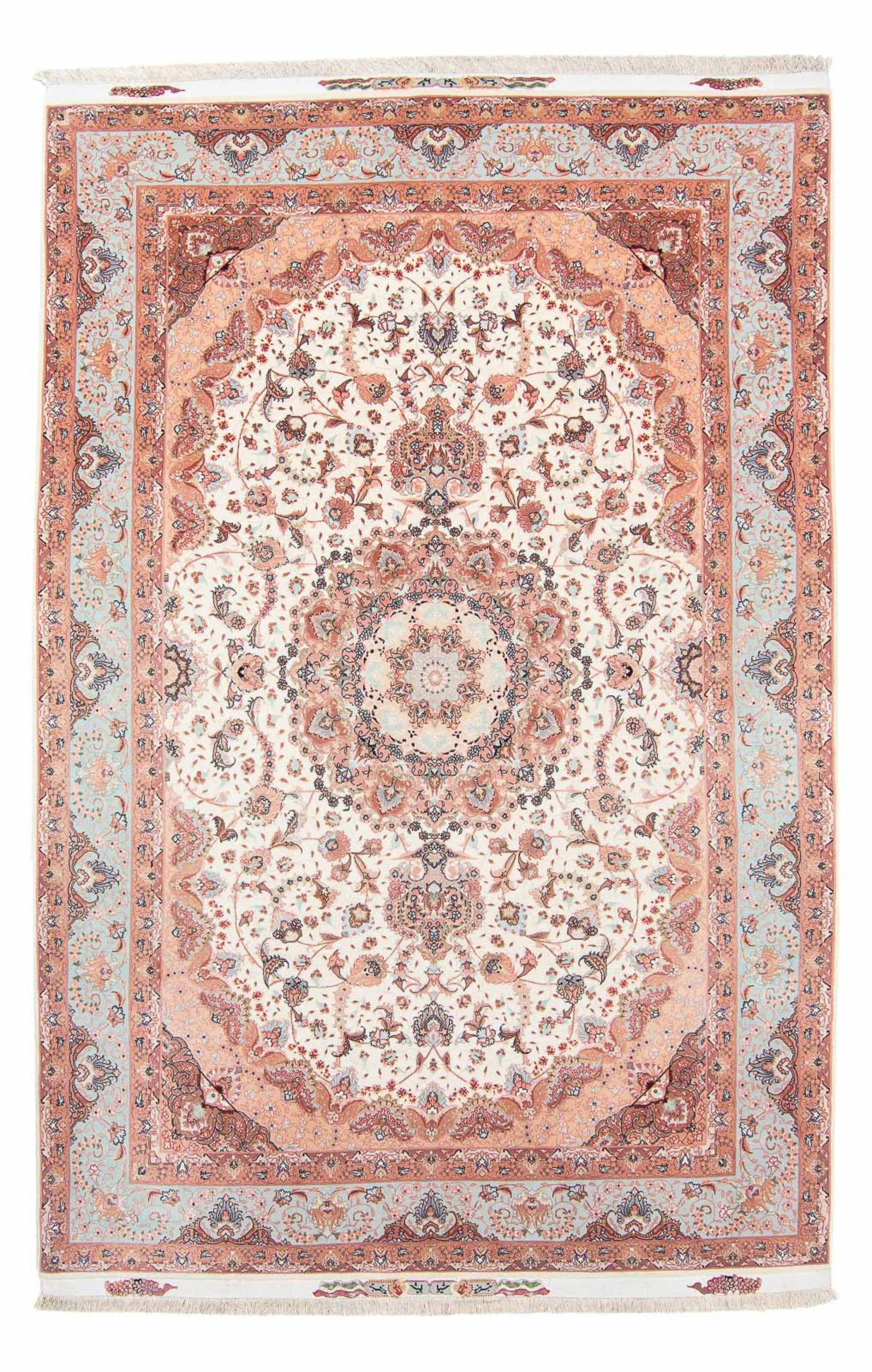 Orientteppich Perser - Täbriz - Royal - 305 x 200 cm - beige, morgenland, rechteckig, Höhe: 7 mm, Wohnzimmer, Handgeknüpft, Einzelstück mit Zertifikat