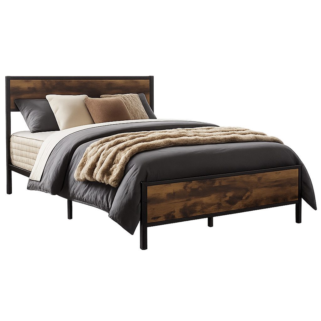 PFCTART Metallbett Bett 140x200 mit Kaltschaummatratze H3, Vintage Metallbett in (Set, 2-tlg., 20 cm Kaltschaum, OEKO-TEX®, waschbarer Bezug, Industrial Design), Inkl. Lattenrost, 7-Zonen-Komfort, 360 kg Tragkraft & 27 cm Stauraum