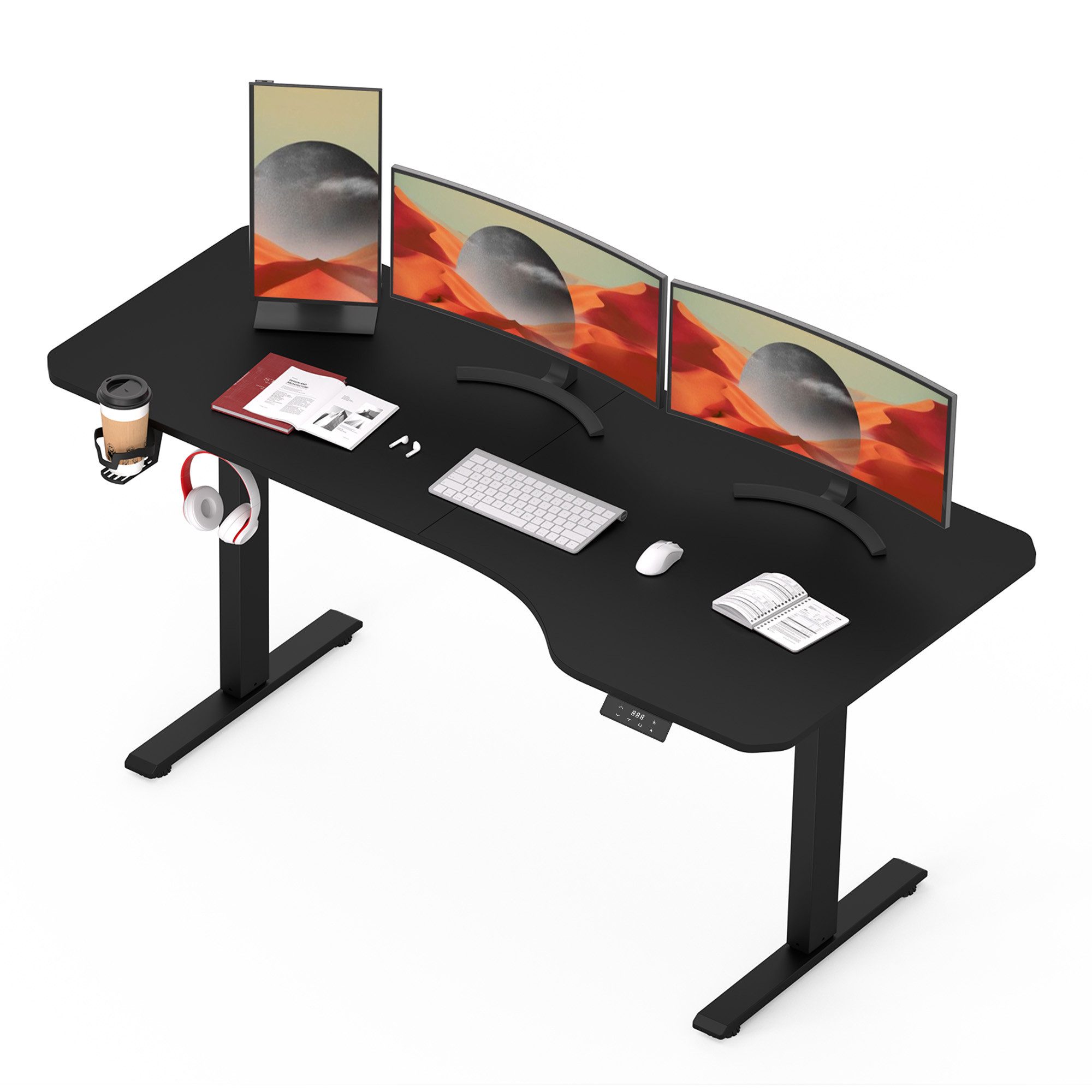 SANODESK Schreibtisch Elektrisch höhenverstellbarer Schreibtisch (inkl. vielseitigem Zubehör, 2-Fach-Teleskop mit Memory-Steuerung & Sitz-Steh-Erinnerung), schnelle Montage, verschiedene Größen zur Auswahl
