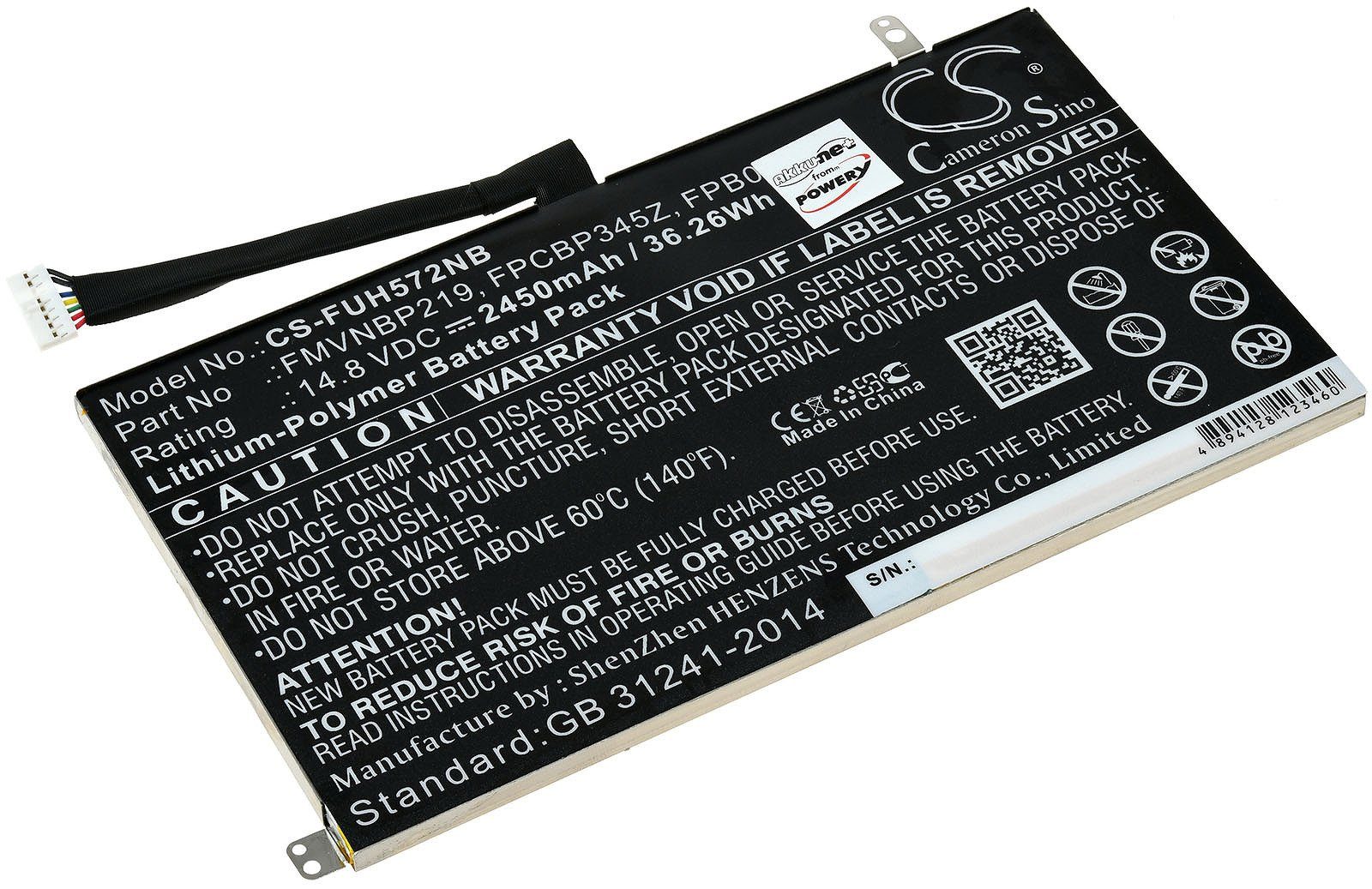 Powery Akku für Fujitsu Typ FPCBP345Z Laptop-Akku 2850 mAh (14.8 V) | Notebook-Akkus