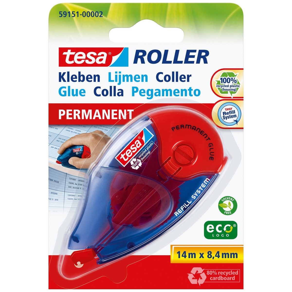 tesa Klebeband tesa Kleberroller dauerhaft nachfüllbar 8,4mmx14m
