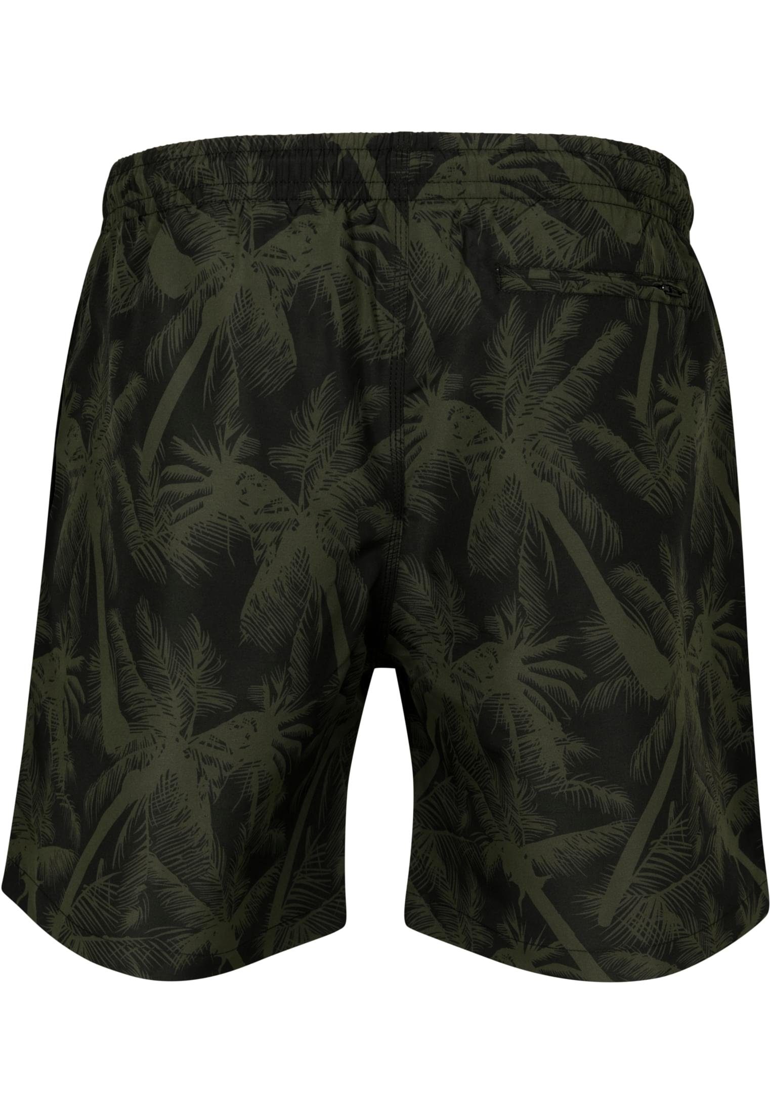URBAN CLASSICS Badeshorts palm/olive Shorts Pattern Swim Herren