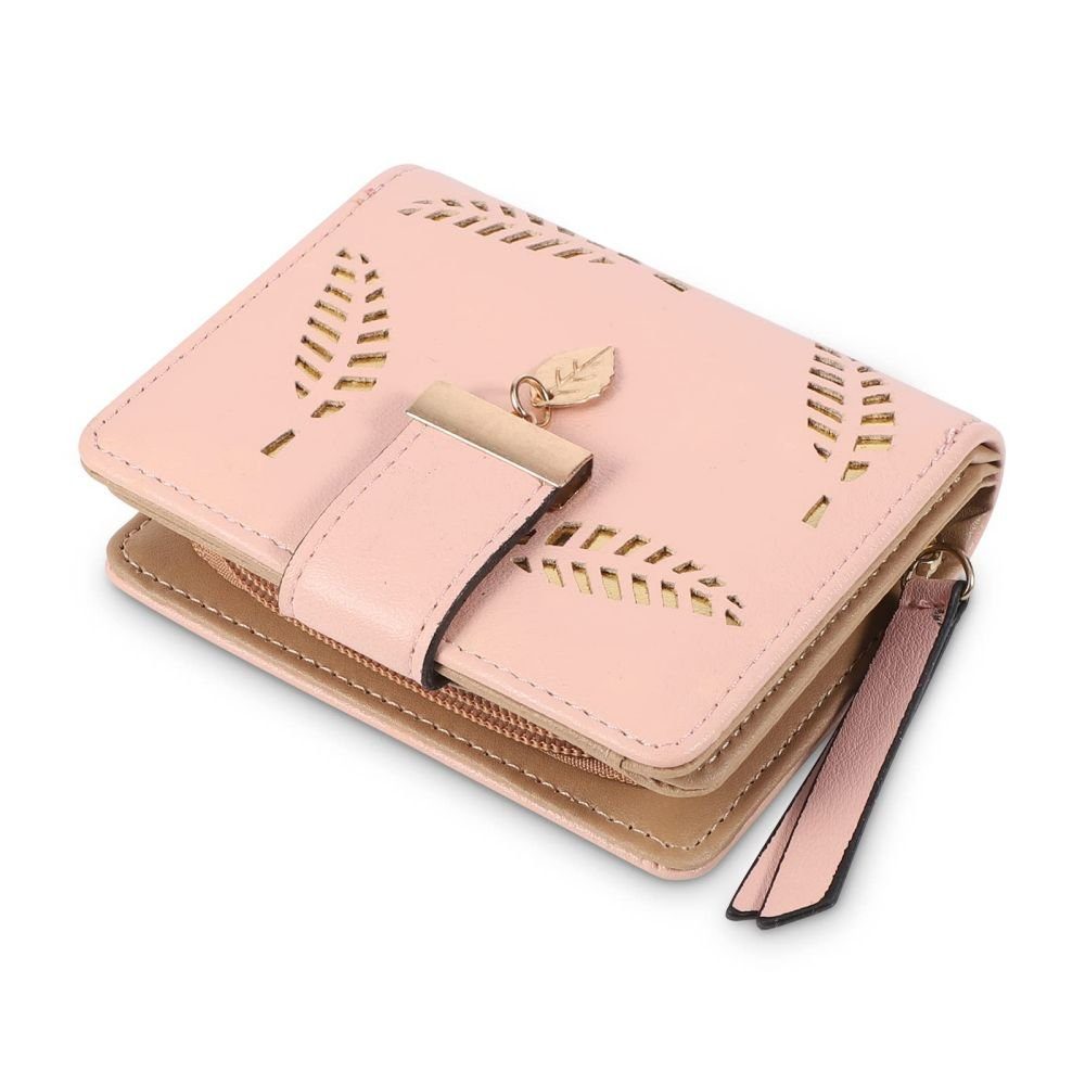 VIVIHEYDAY Geldbörse Damen klein Damen-Geldbeutel Portemonnaie Damen im Kurzformat Rosa (mit Reißverschluss)
