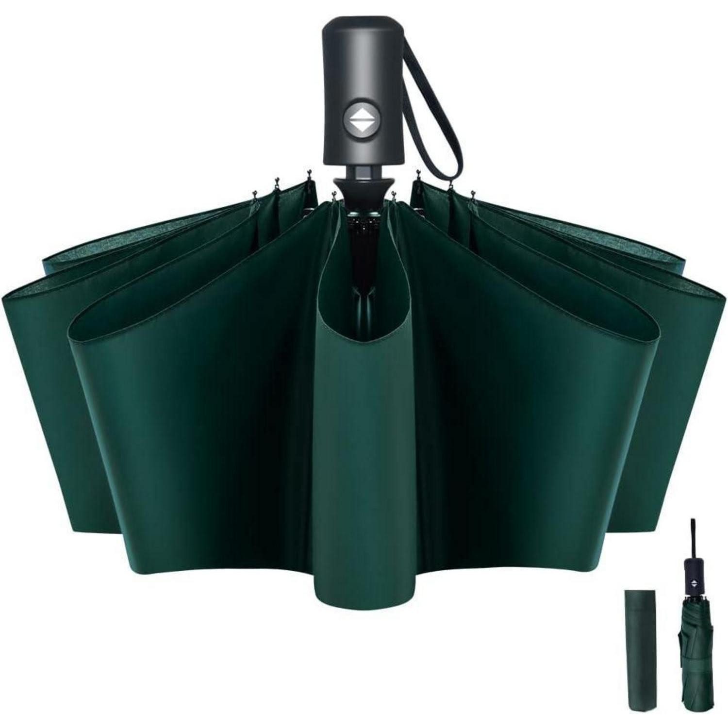 LuxusKollektion Taschenregenschirm Regenschirm Taschenschirm Automatik Teflon 8 Rippen Dunkelgrün