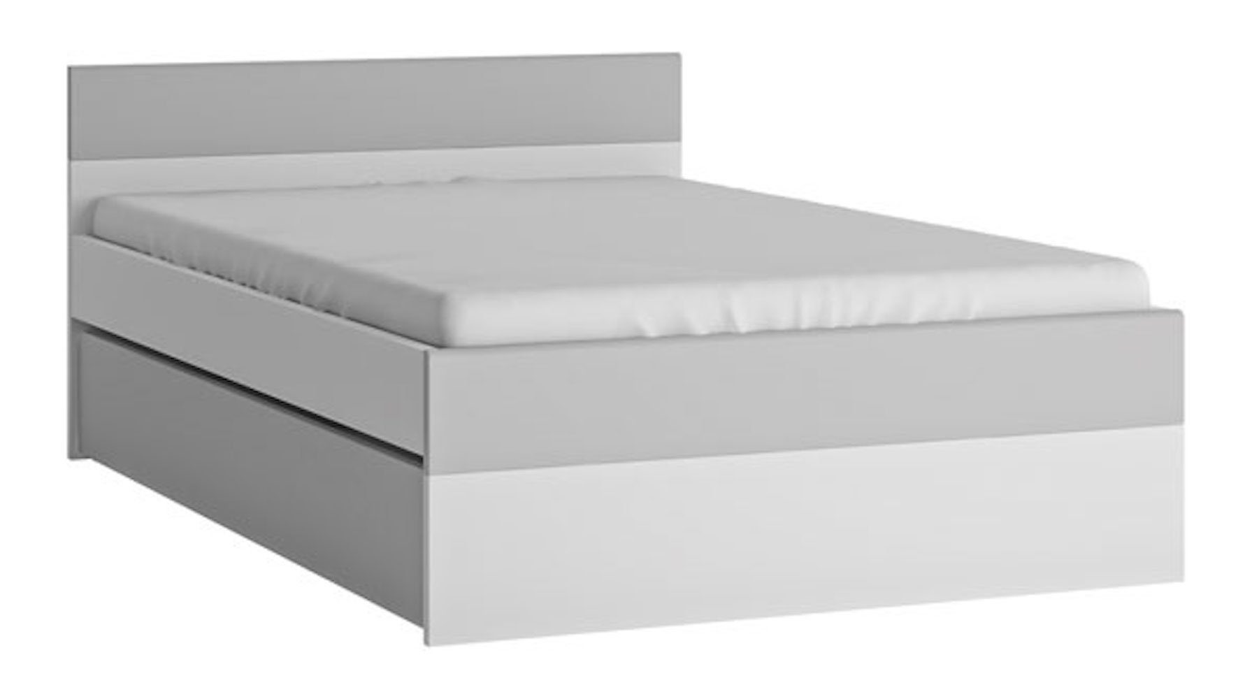Feldmann-Wohnen Stauraumbett Albi (mit ABS-Kanten, abgerundeten Ecken und Lattenrost, 1-tlg., Bett mit 1 Schublade), 120x200cm weiß grau Hochglanz mit Lattenrost