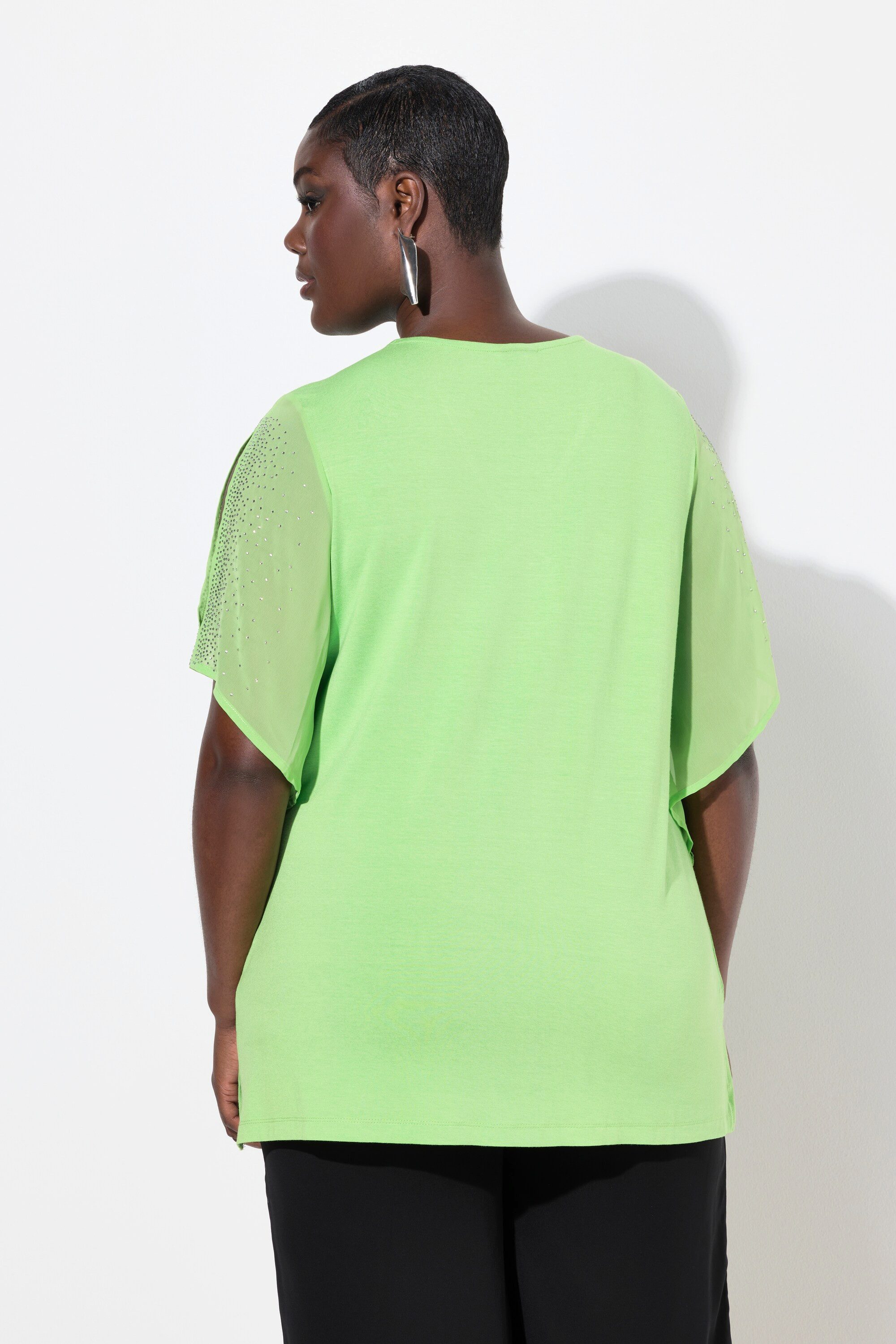 Ulla Popken Tunika Tunika Glitzersteinchen A-Linie V-Ausschnitt