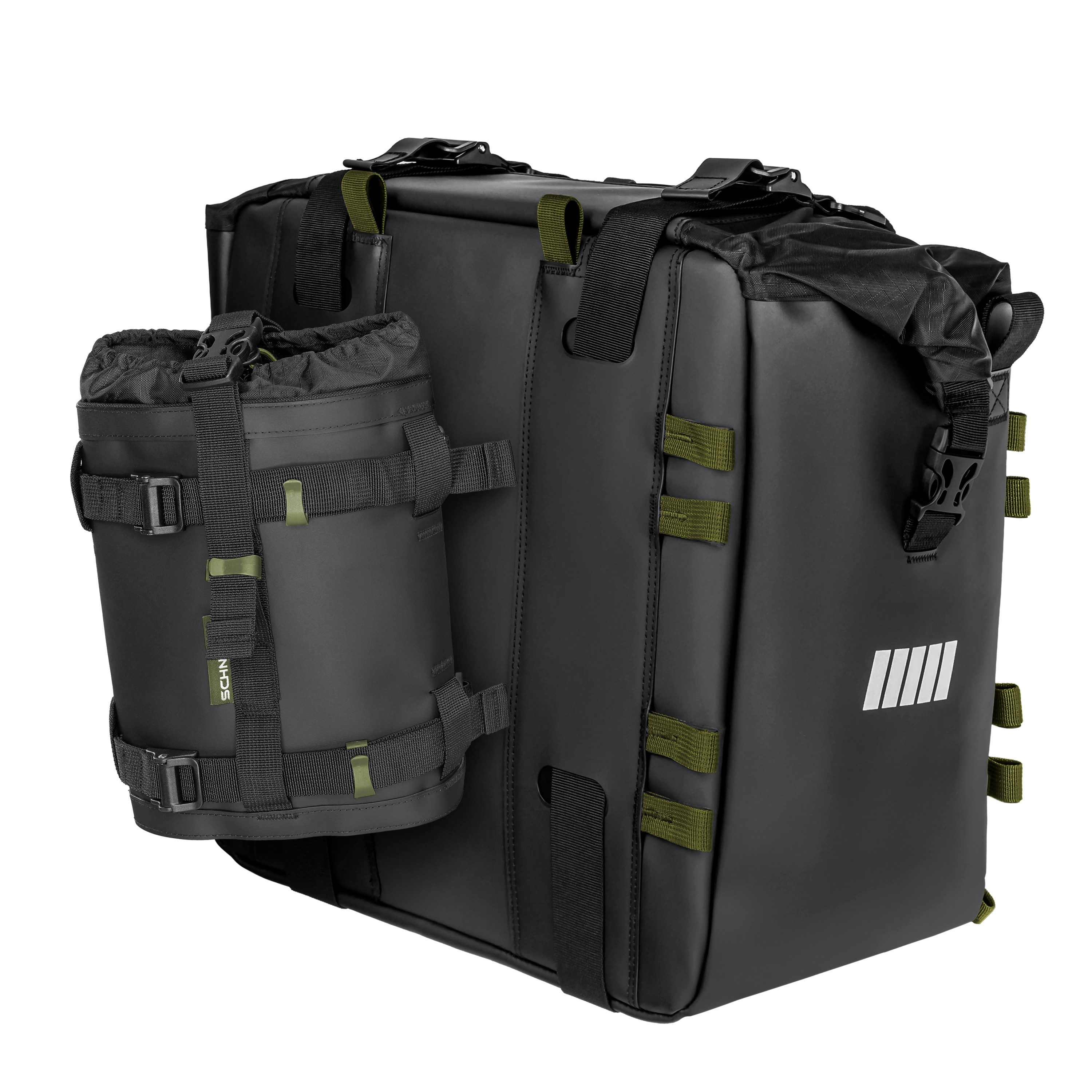 Gepäckträgertasche Motorrad Gepäck-Bundle: Flaschenhalter + Seitentasche L 38L von SCHNOR