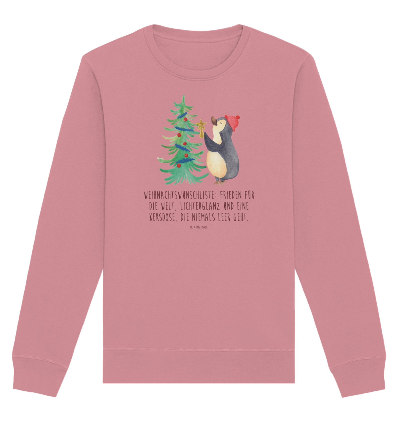 Longpullover Pinguin Weihnachtsbaum Größe XL - Canyon Pink - Geschenk, Unisex, Pul