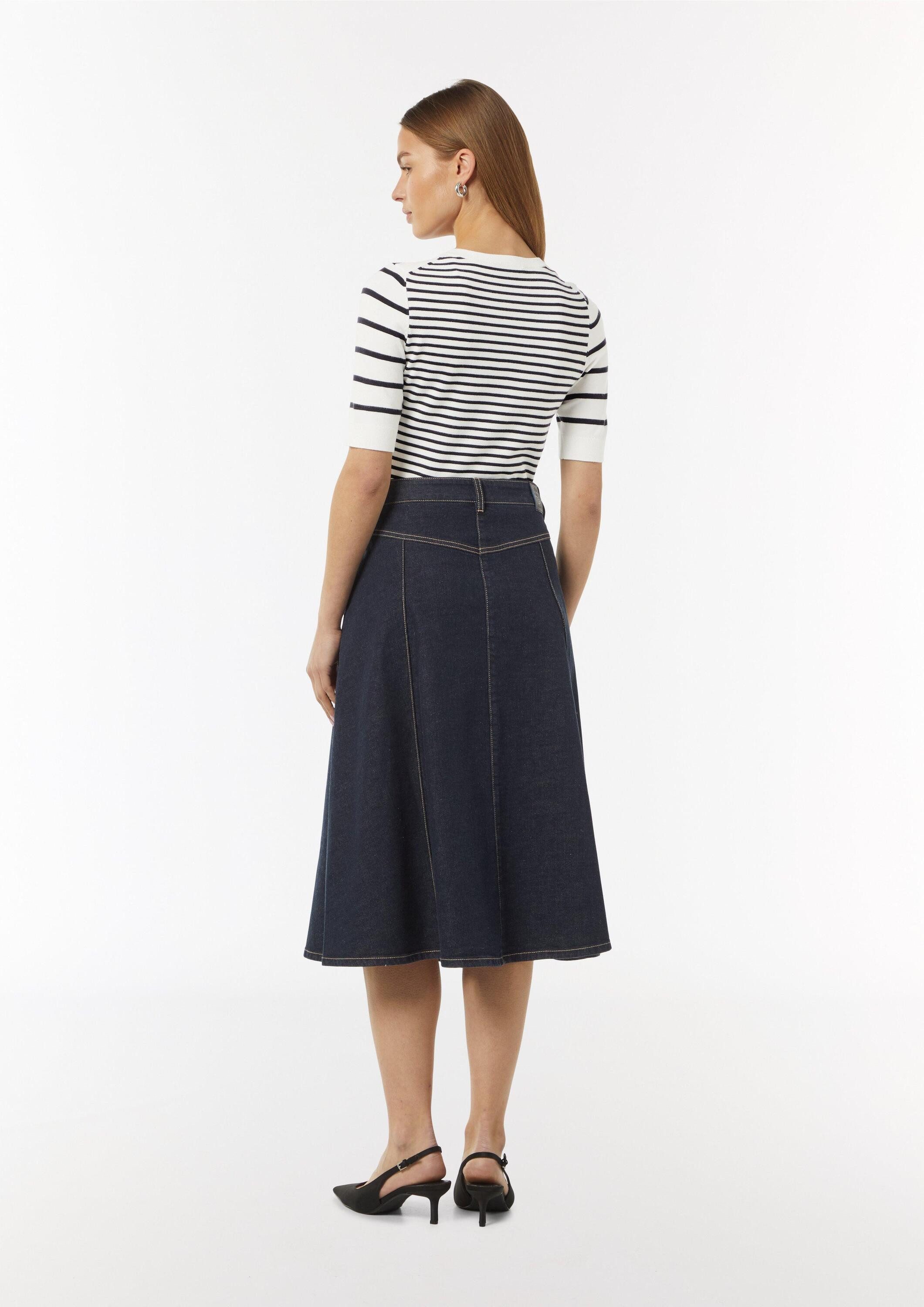 comma 3/4 Arm-Pullover Strickpullover Gestreiftes Strickshirt mit Rippblende